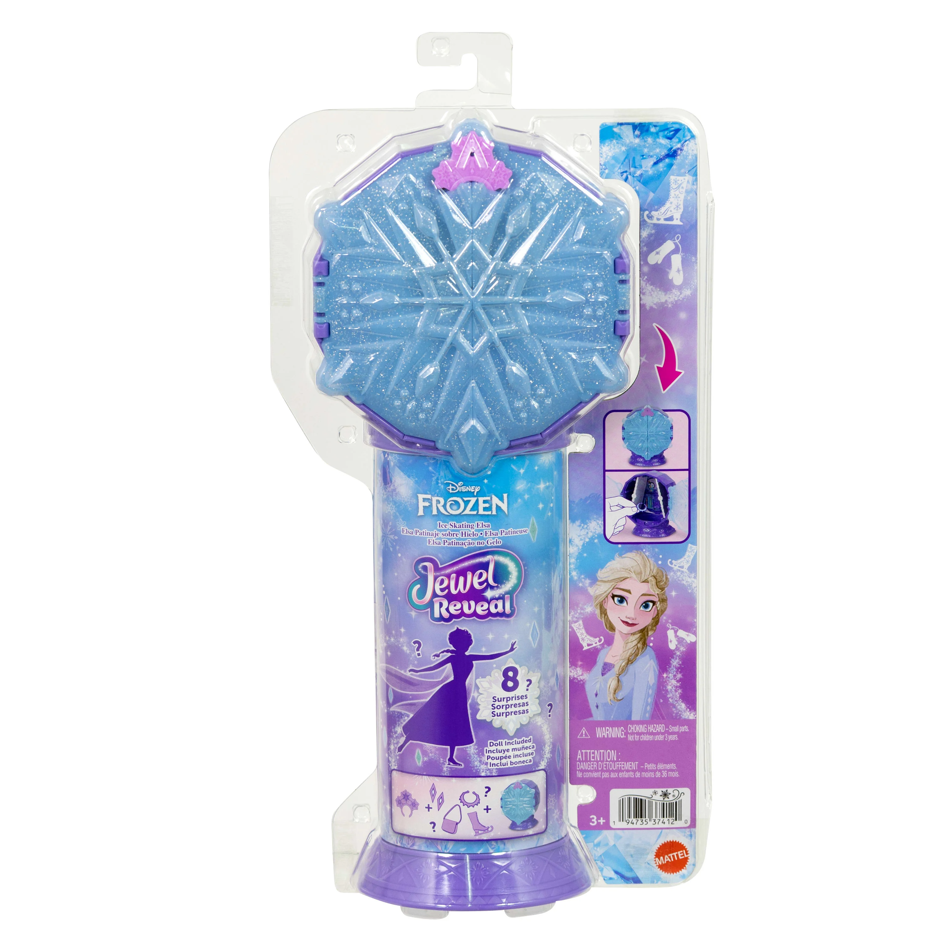 Disney Frozen Jewel Reveal Ice Skating Elsa Fashion Doll With 8 Surprises Including Gem Box & Accy - Image 6
