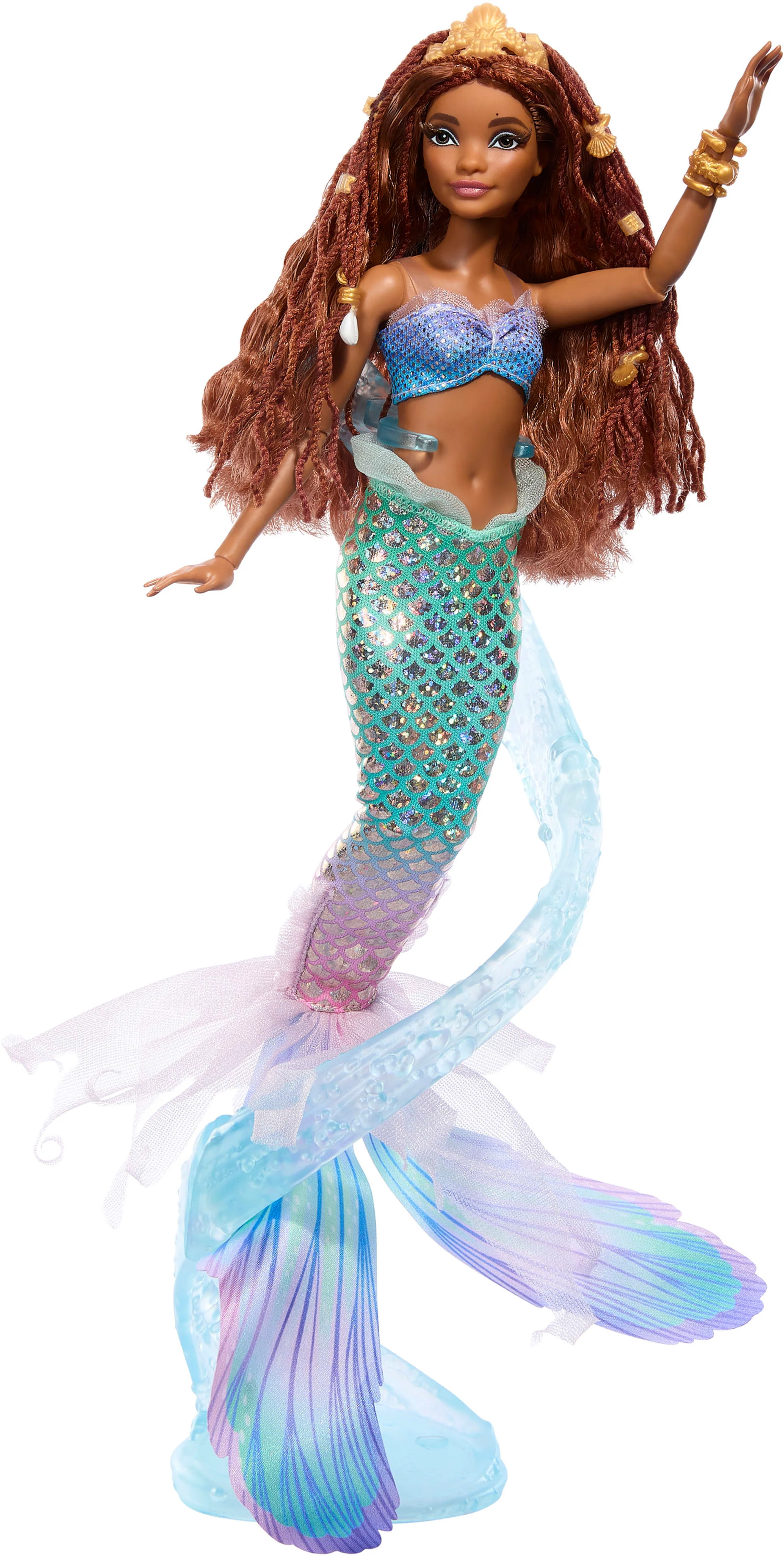 Disney La Petite Sirène Poupée Ariel deluxe Avec Perles à Mèche et Socle - Image 6