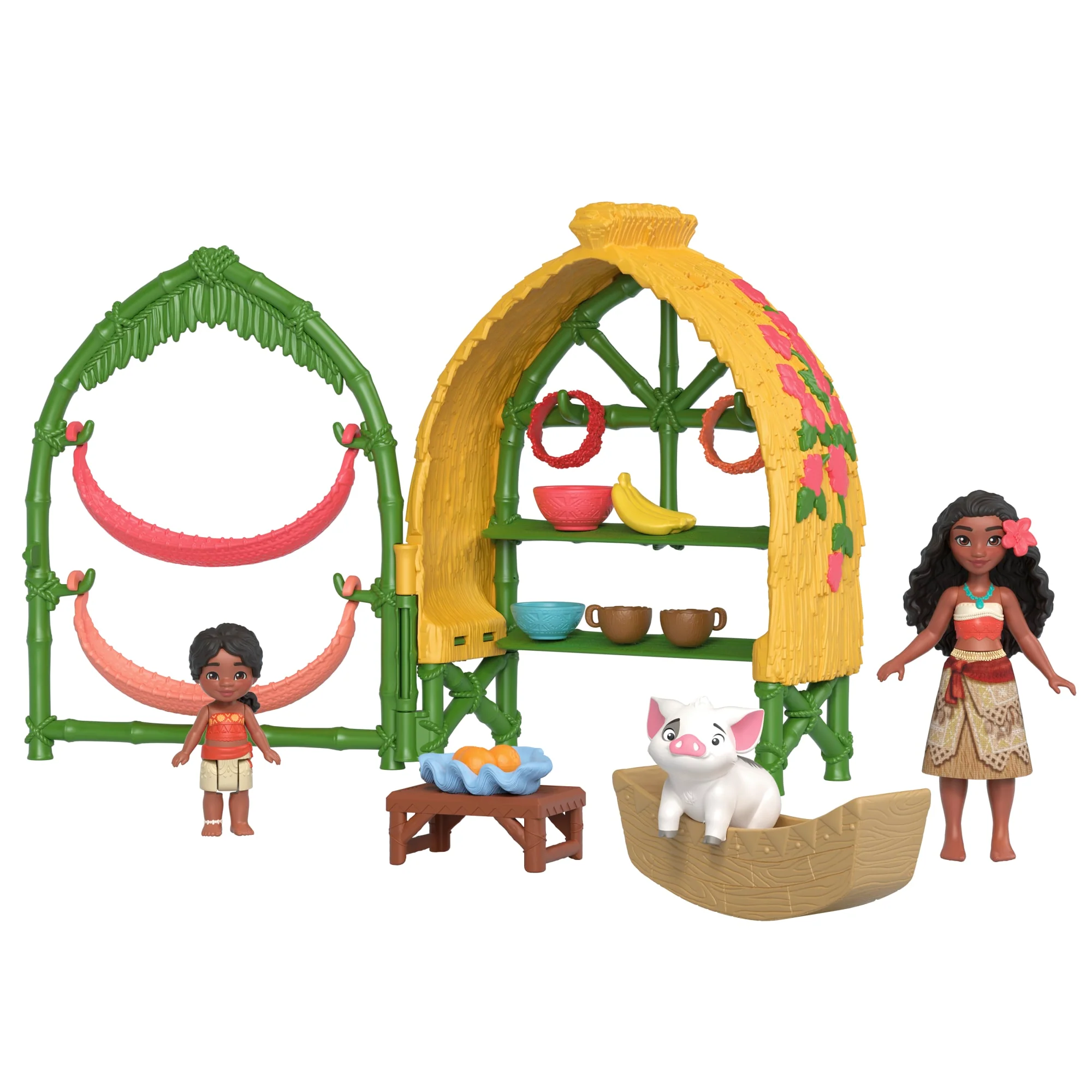 Disney Moana 2 Toys, Moana & Simea Village Home Playset, 2 Small Dolls, Friend Figure & 15 Accessories - Image 2