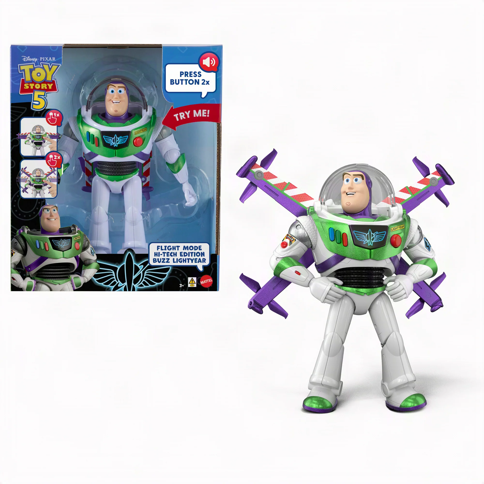 Disney Pixar Figurine Buzz L’Éclair Édition Hi-Tech Mode Avion