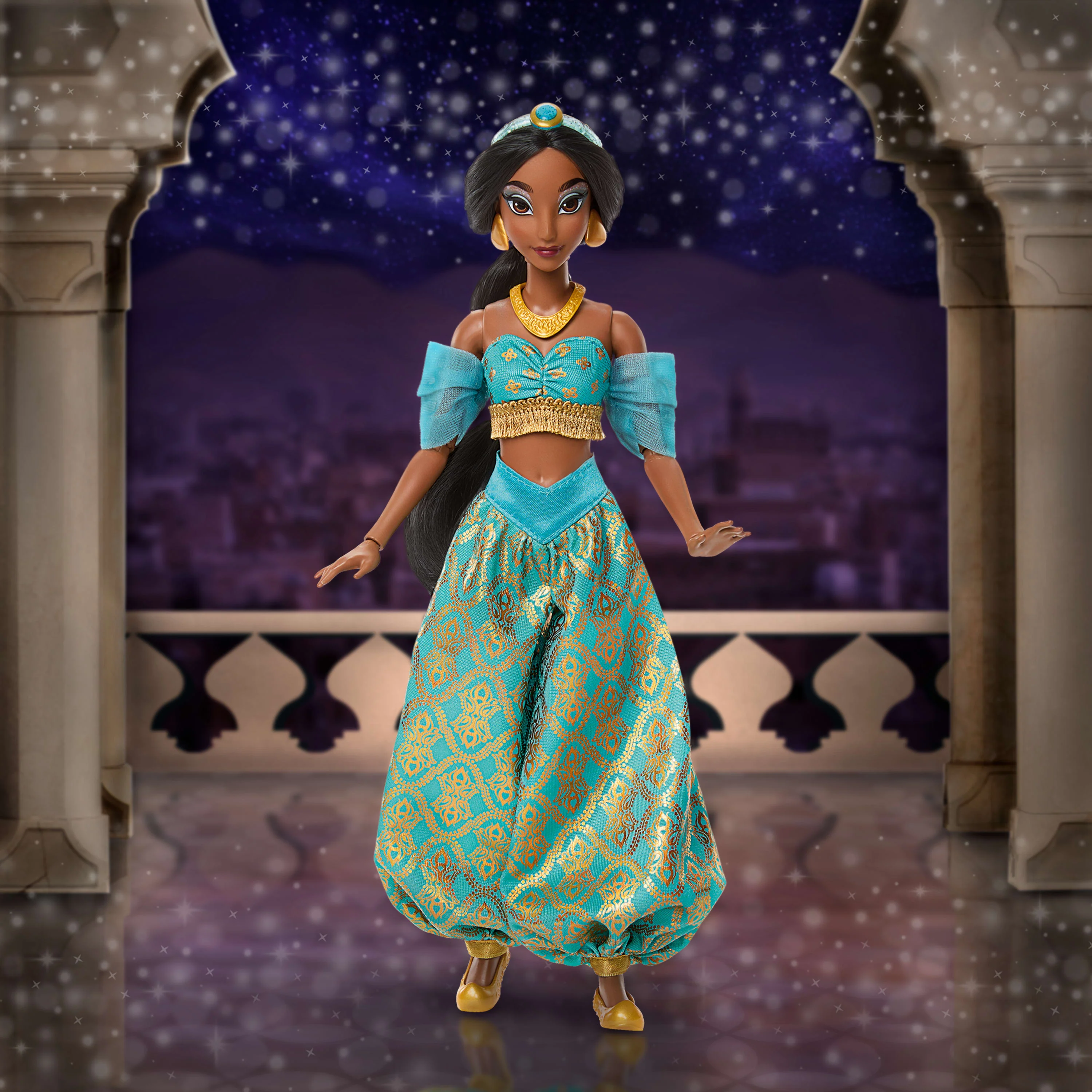 Disney Princess Sparkling Princess Series Jasmine Fashion Doll With Removable Outfit & Accessories - Image 2