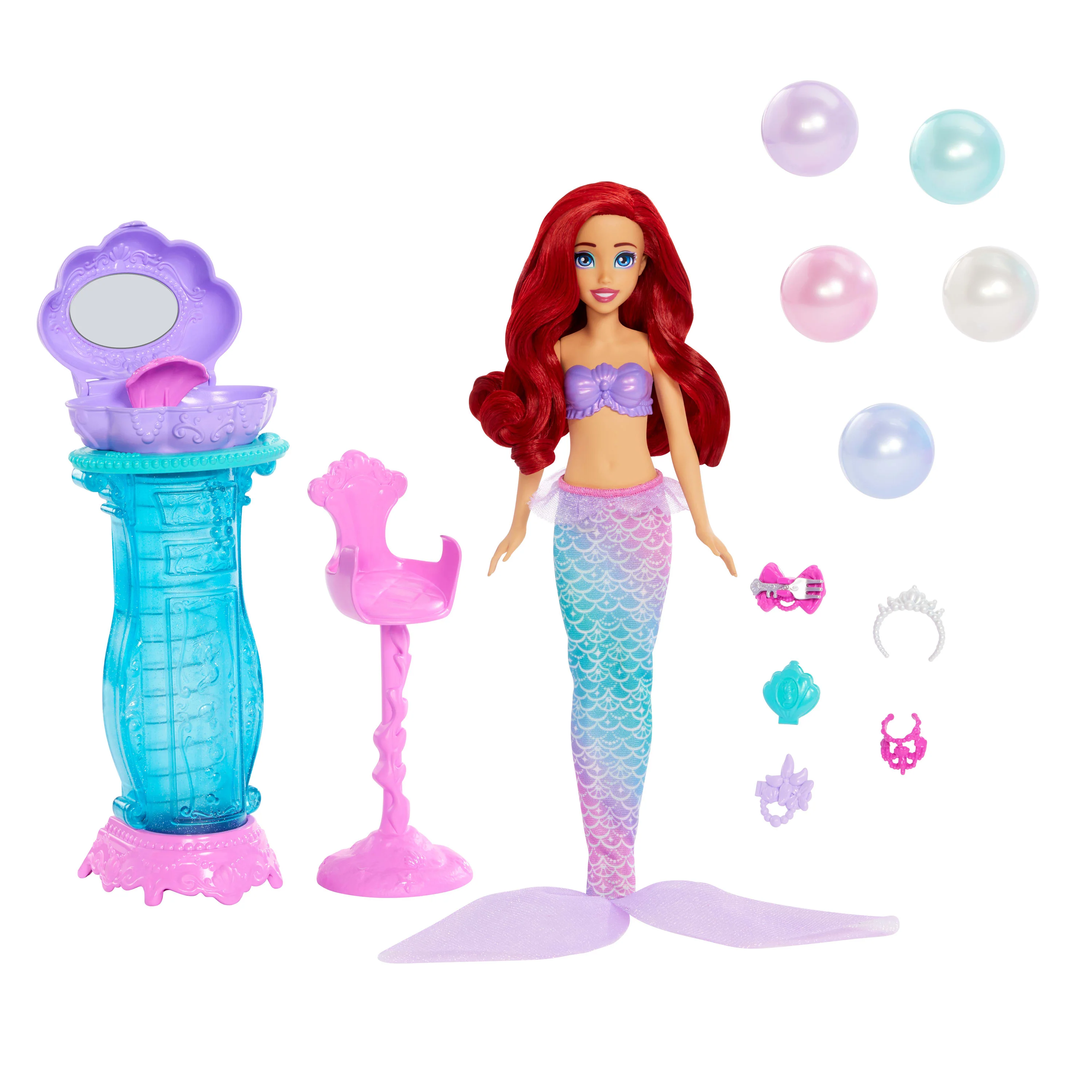 Disney Princess Ariel Vanity Pop Mermaid Fashion Doll & Vanity With 5 Pop-Up Surprises - Image 6