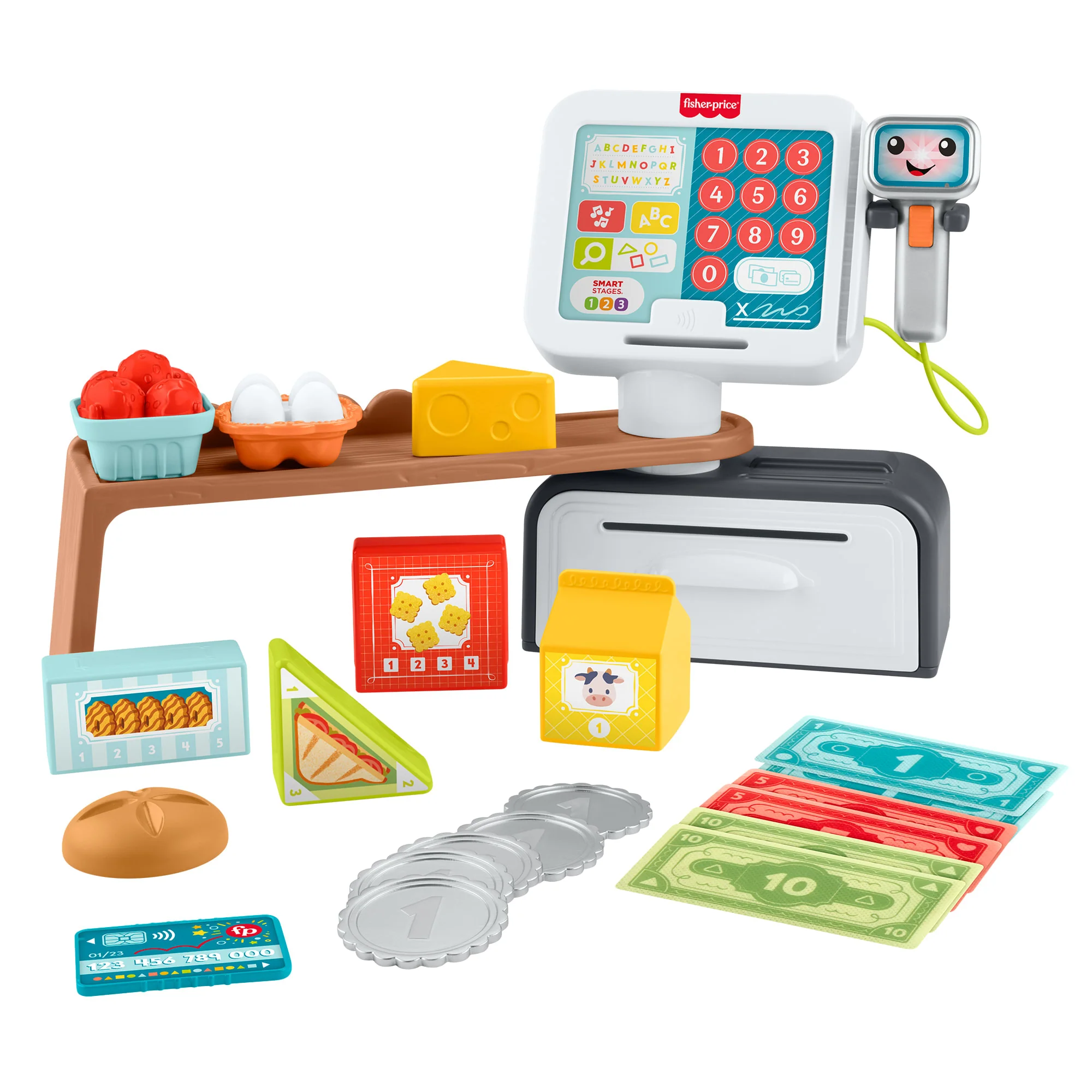 Fisher-Price Aprender e Brincar Brinquedo para Bebês Caixa Registradora Escaneia e Aprenda