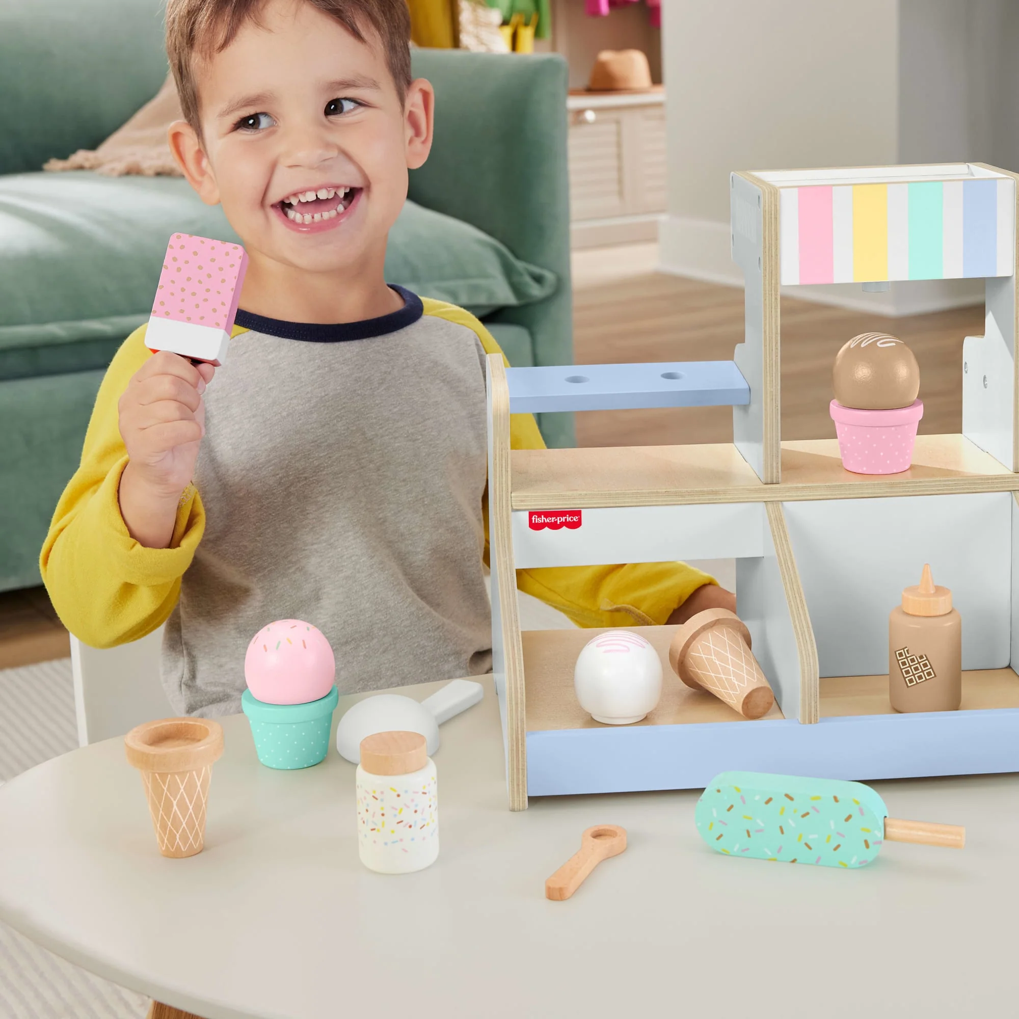 Fisher-Price Coffret Bar Laitier en Bois, 18Éléments en Bois - Image 2