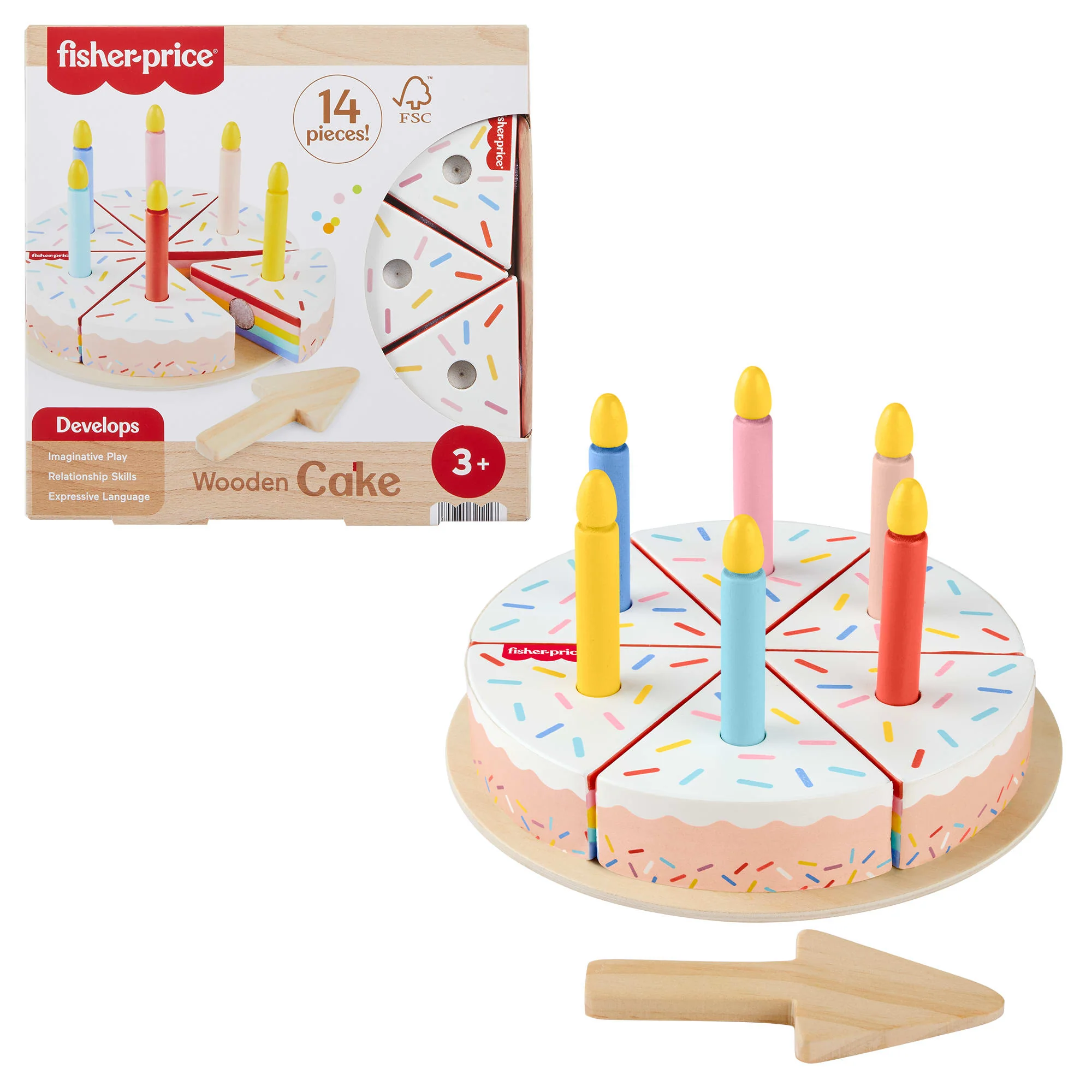 Fisher-Price Brinquedo para Bebês Bolo de Aniversário de Madeira