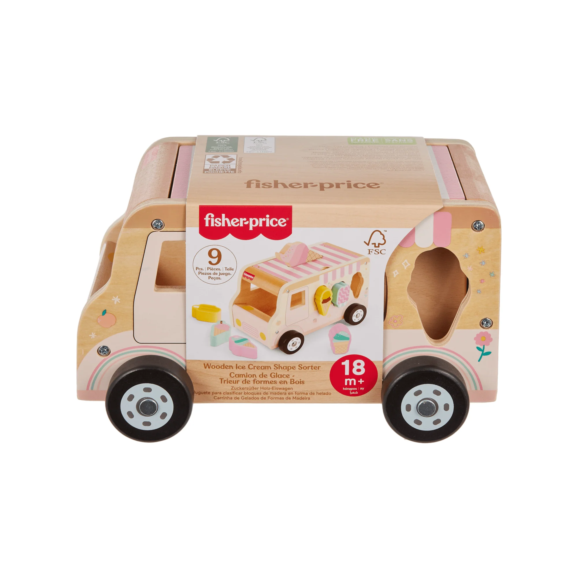 Fisher-Price Camion de Glaces Trieur de Formes en Bois, 8 Éléments - Image 6