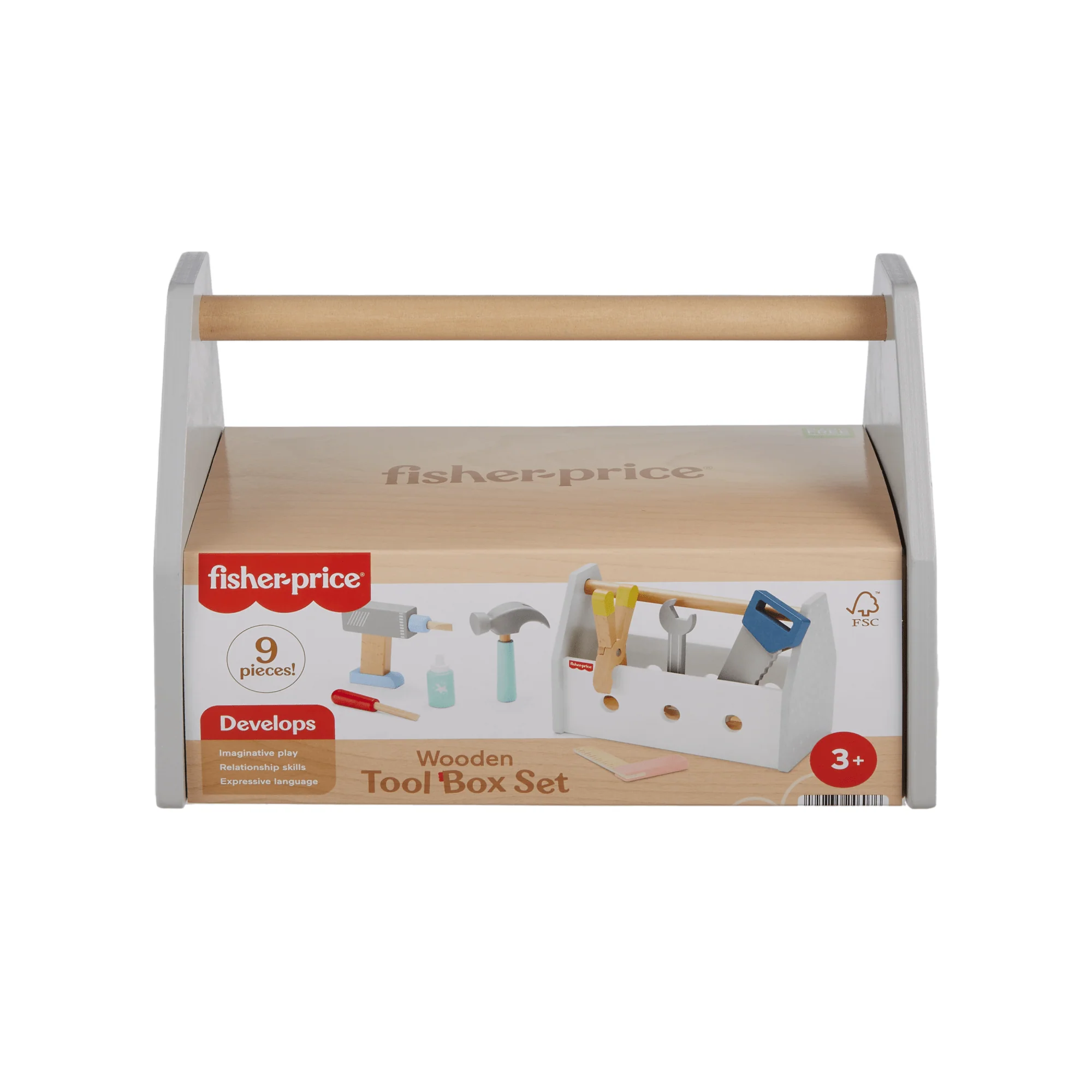 Fisher-Price Coffret Boîte à Outils en Bois, 9Éléments en Bois - Image 2