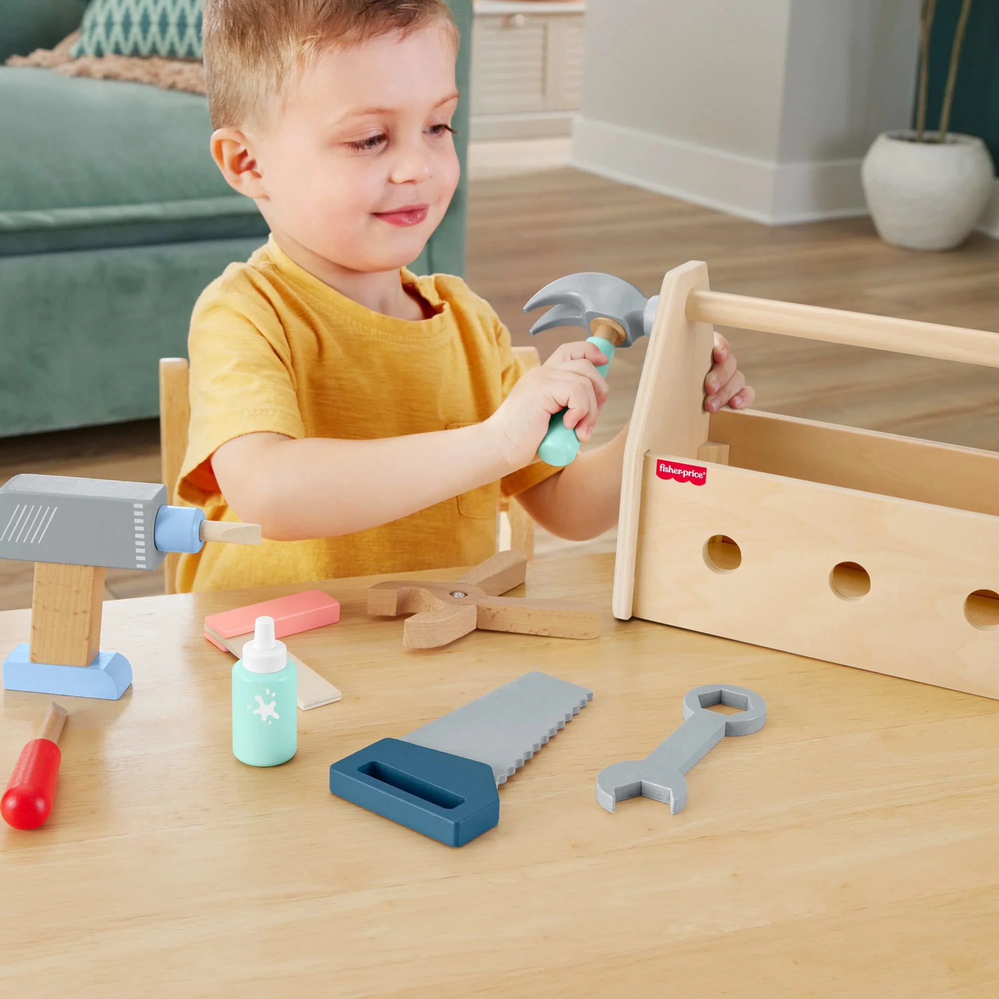 Fisher-Price Coffret Boîte à Outils en Bois, 9Éléments en Bois - Image 3