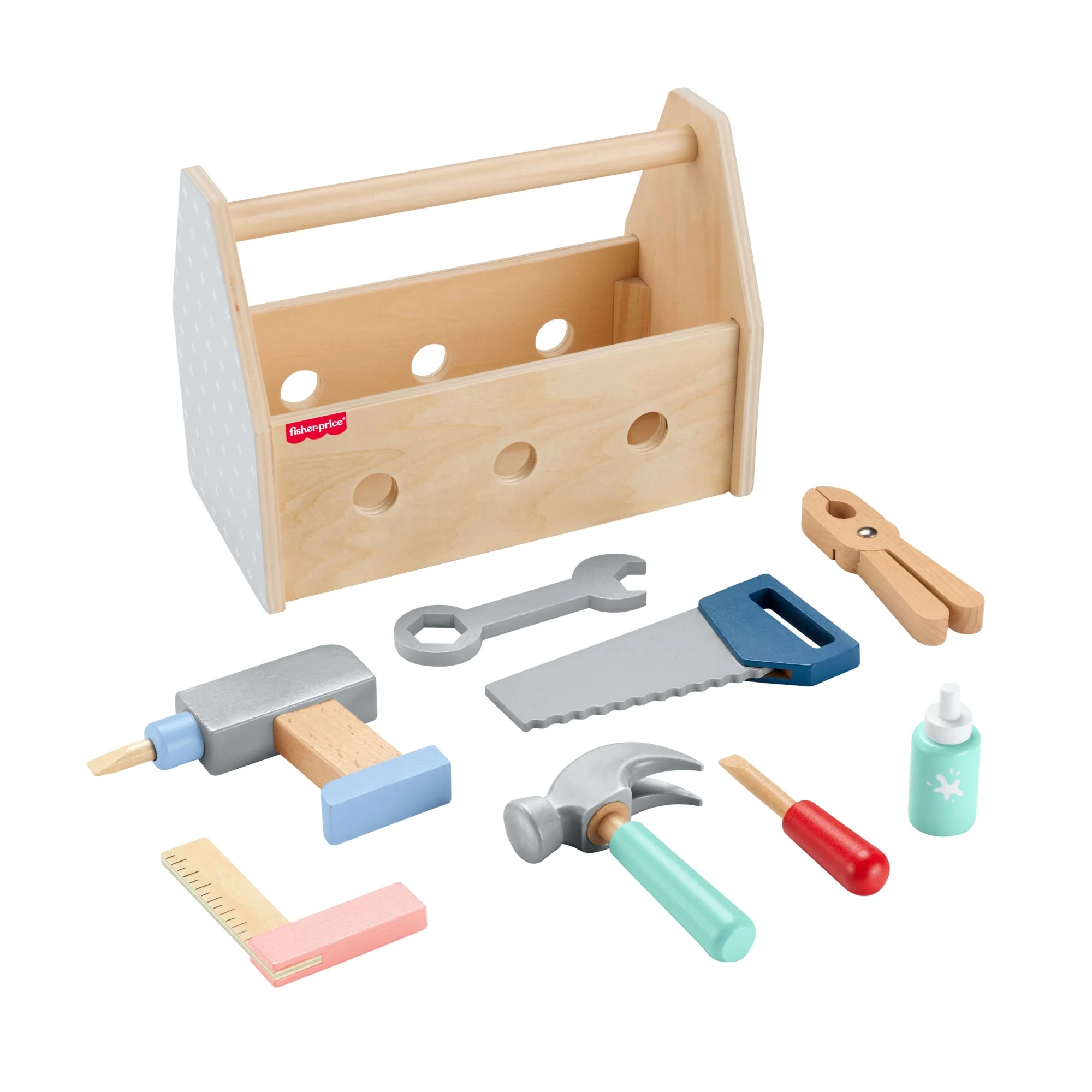 Fisher-Price Coffret Boîte à Outils en Bois, 9Éléments en Bois - Image 6