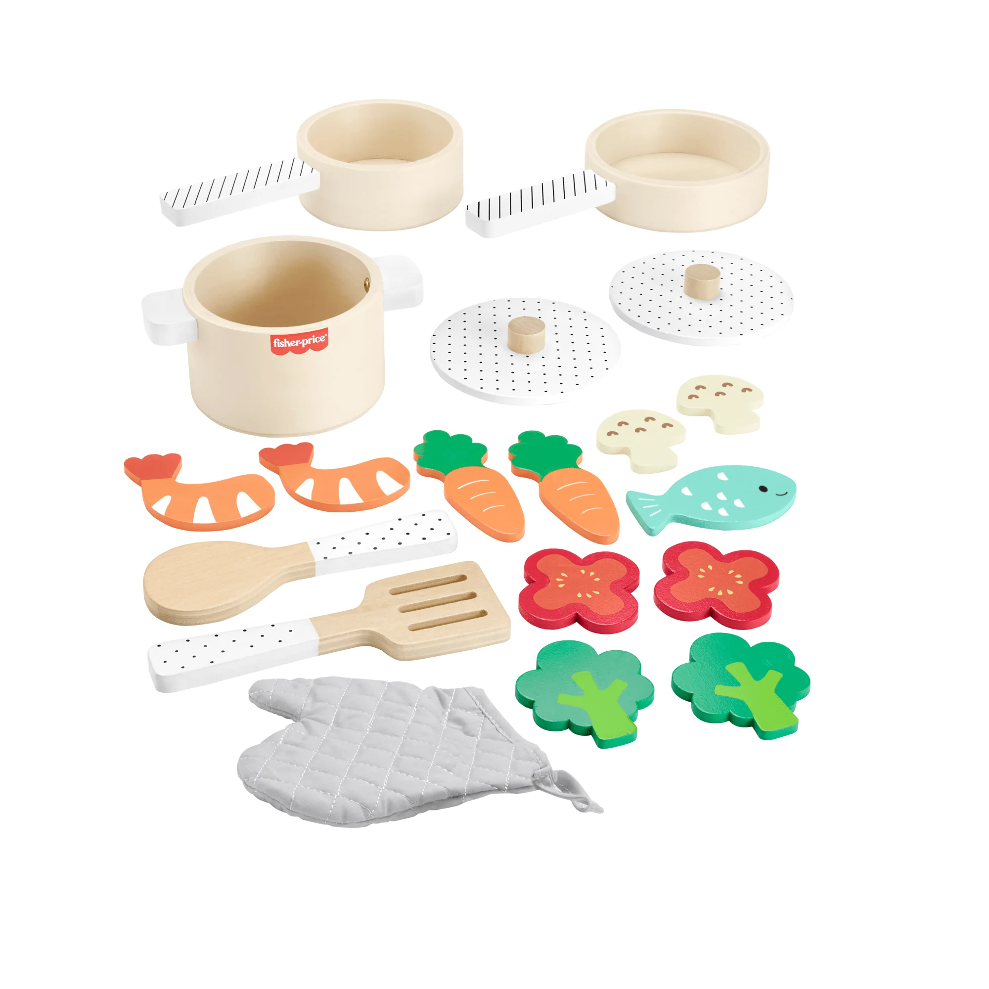 Fisher-Price Coffret Marmite et Casseroles en Bois, 19 Éléments - Image 5