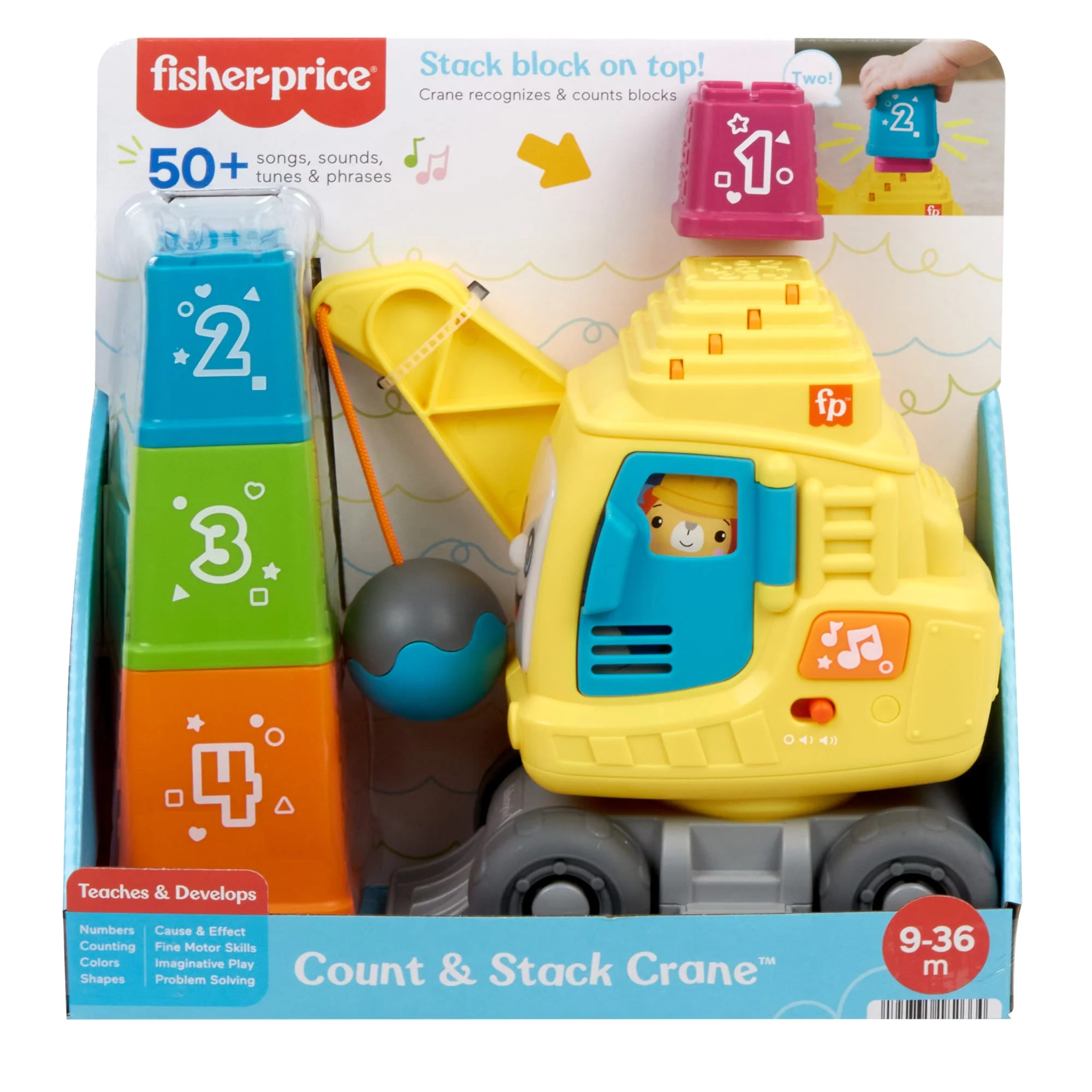 Fisher-Price Count & Stack Crane Baby & Toddler Learning Toy With Blocks, Lights & Sounds - Image 6