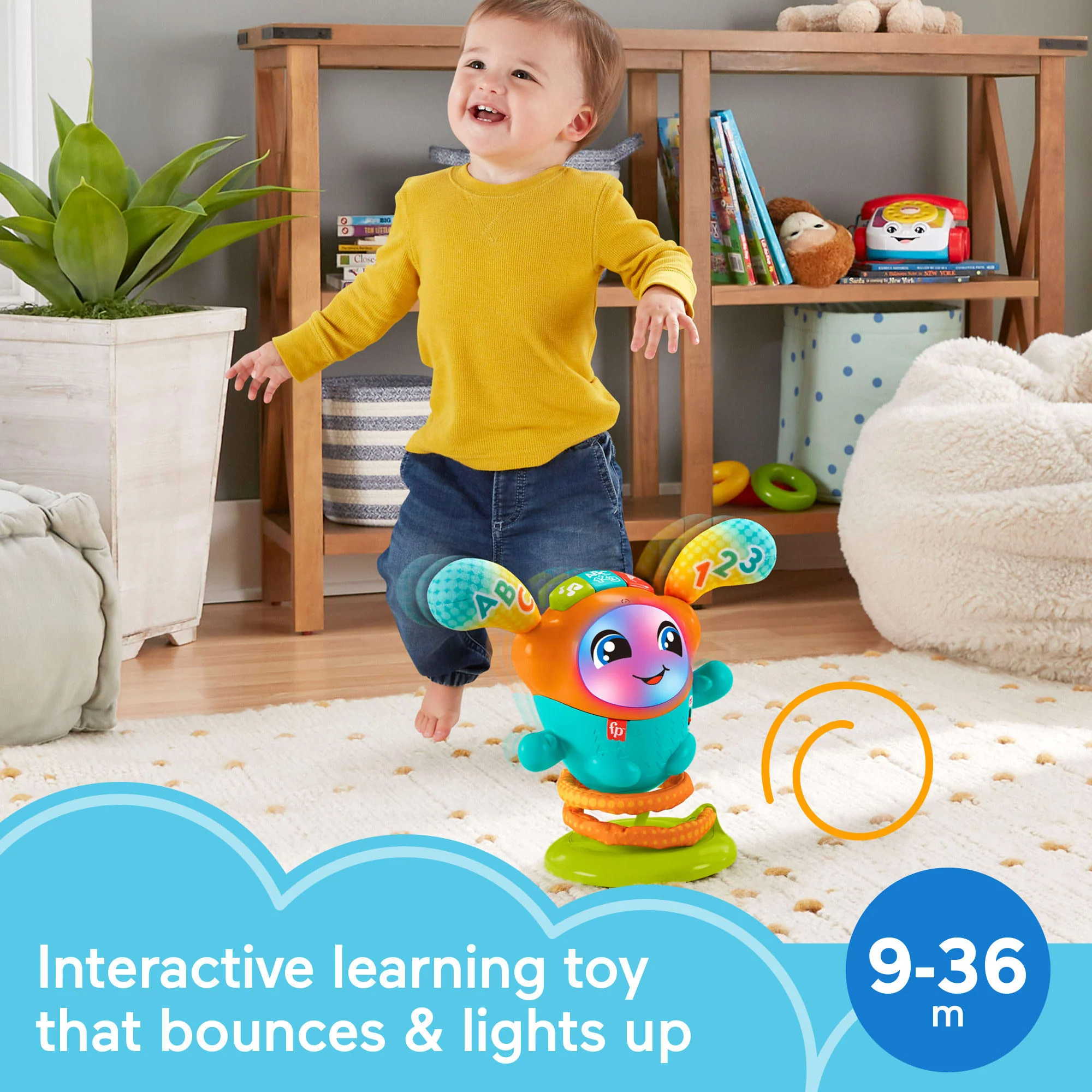 Fisher-Price DJ Bouncinā Beats Electronic Baby & Toddler Learning Toy With Bouncing Action - Image 2