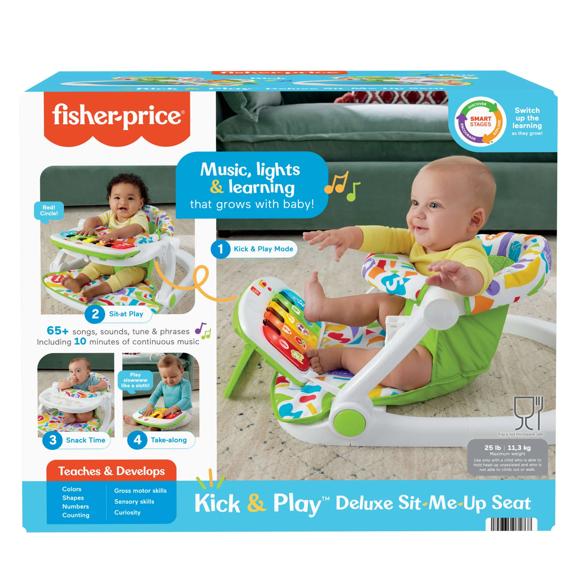 Fisher-Price Deluxe Kick & Play Sit-Me-Up Floor Seat infant Chair With Piano Learning Toy - Image 6