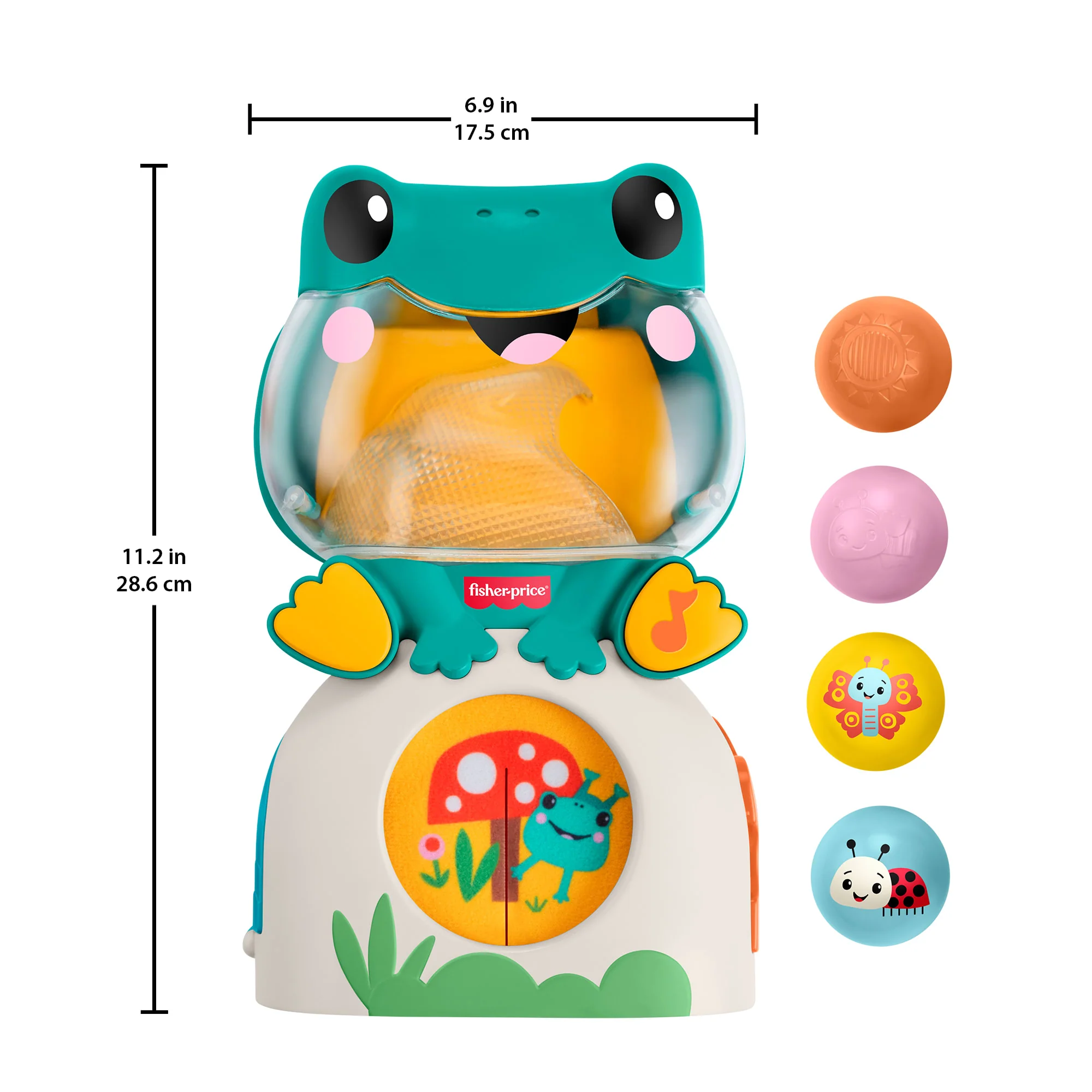 Fisher-Price Light-Up & Roll Frog Musical Ball Drop Activity Toy For Baby & Toddler, 3 Balls - Image 6