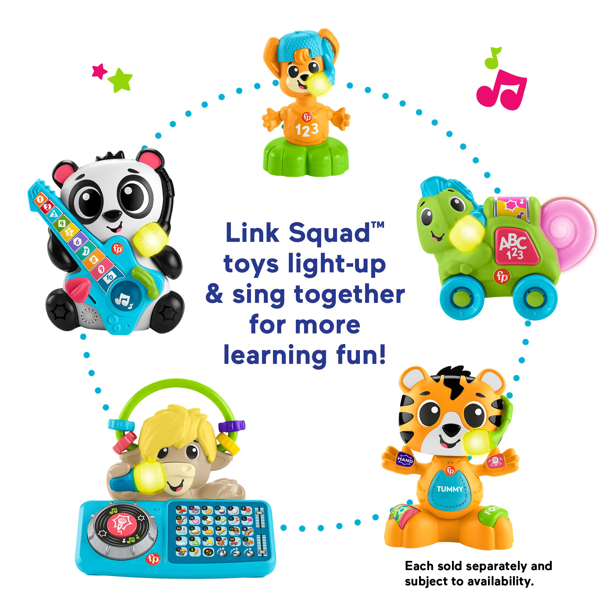 Fisher-Price Link Squad Bop & Groove Tiger Baby Learning Toy With Music & Lights - Image 5