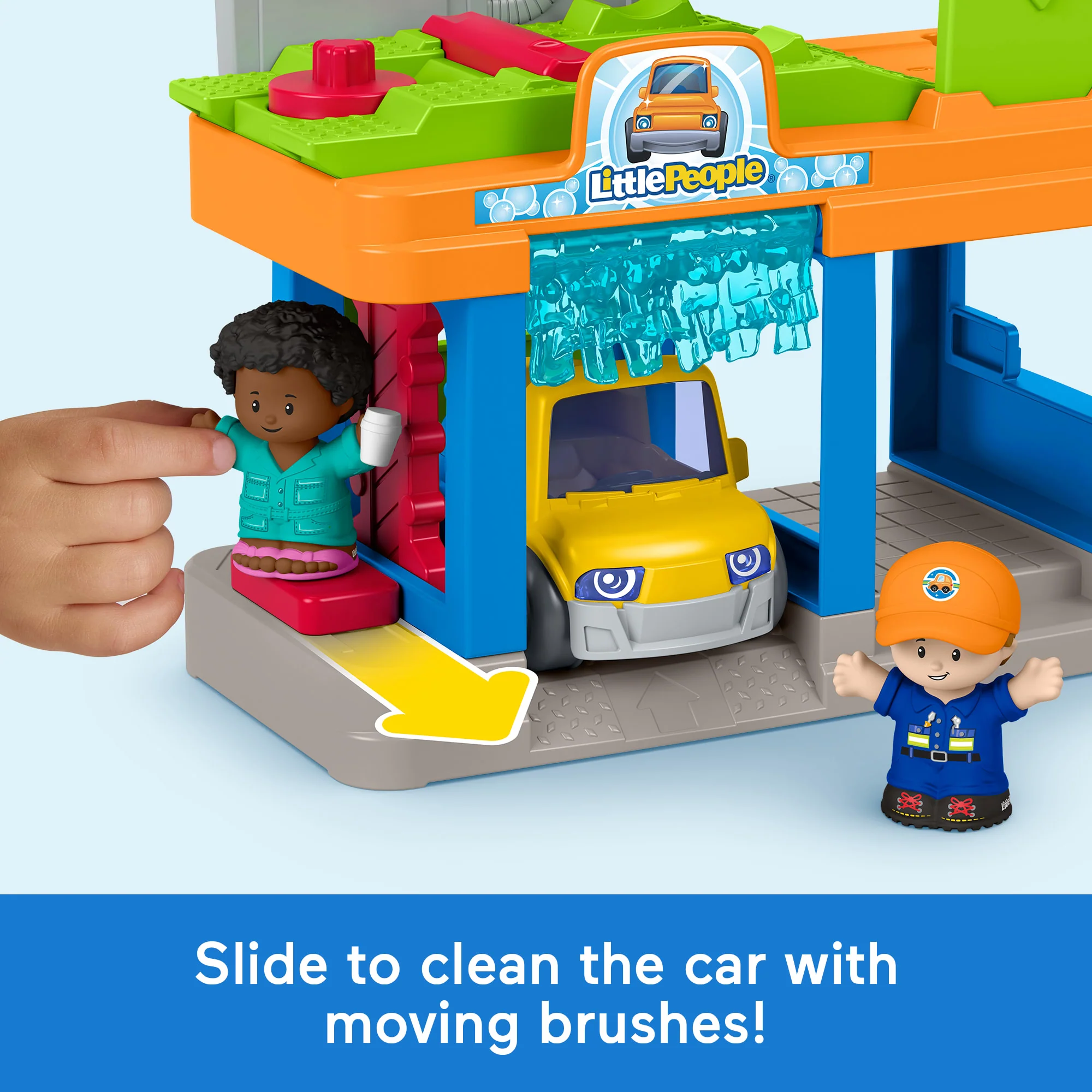 Fisher-Price Little People Fillin’ Fun Service Station Toddler Playset, 1 Toy Car & 2 Figures - Image 5