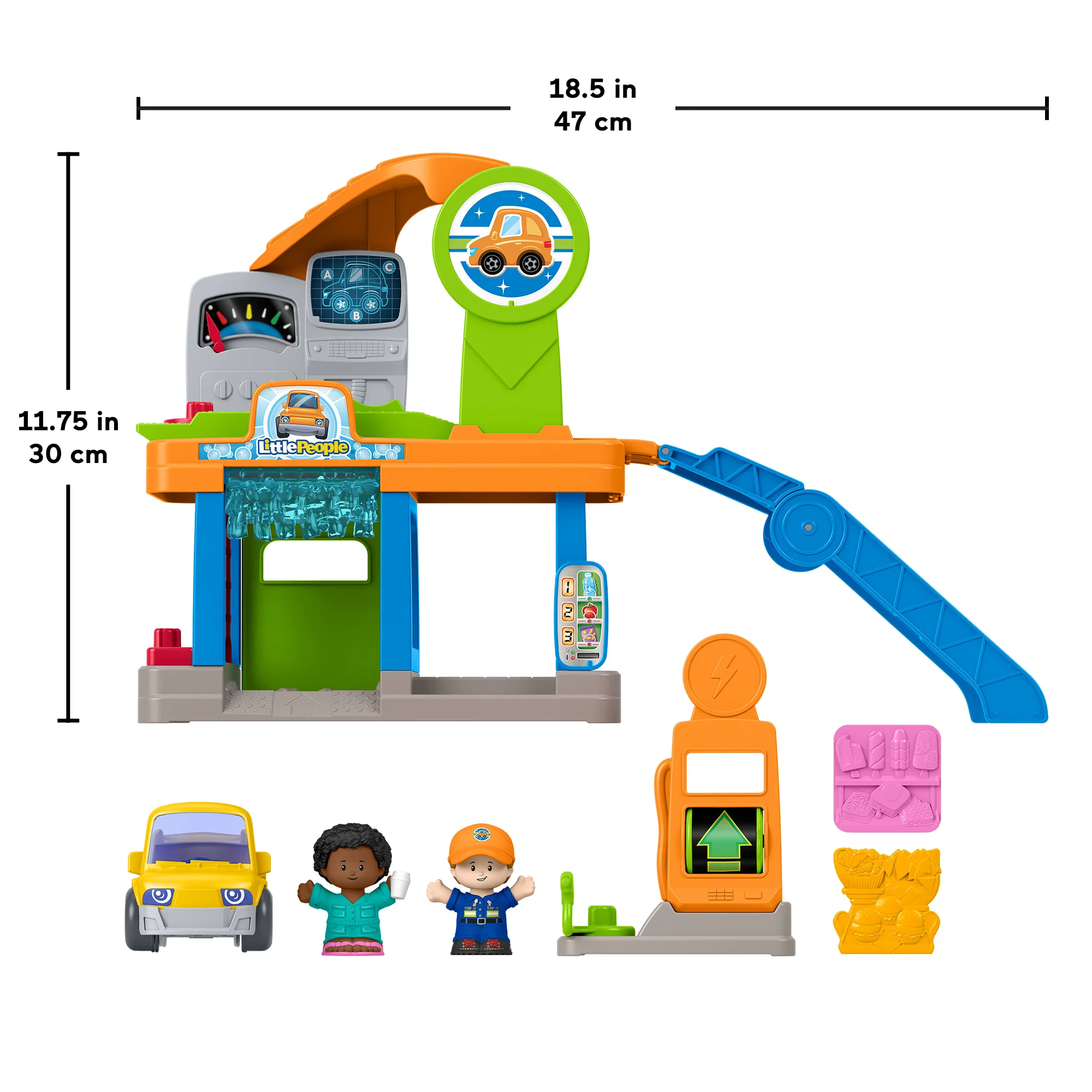 Fisher-Price Little People Fillin’ Fun Service Station Toddler Playset, 1 Toy Car & 2 Figures - Image 6