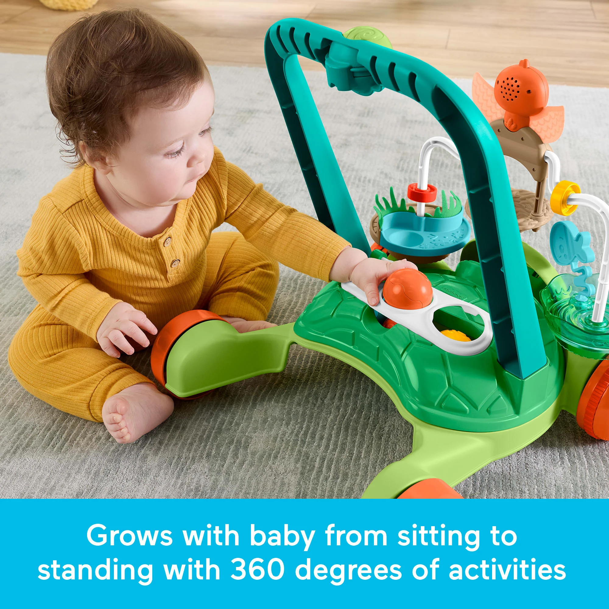 Fisher-Price Moves With You Turtle Walker, Baby & Toddler Activity Push Toy, 5 Balls - Image 4