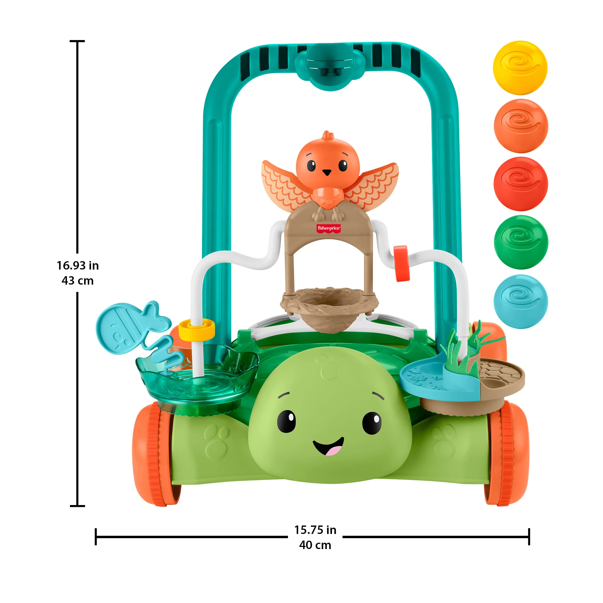 Fisher-Price Moves With You Turtle Walker, Baby & Toddler Activity Push Toy, 5 Balls - Image 6