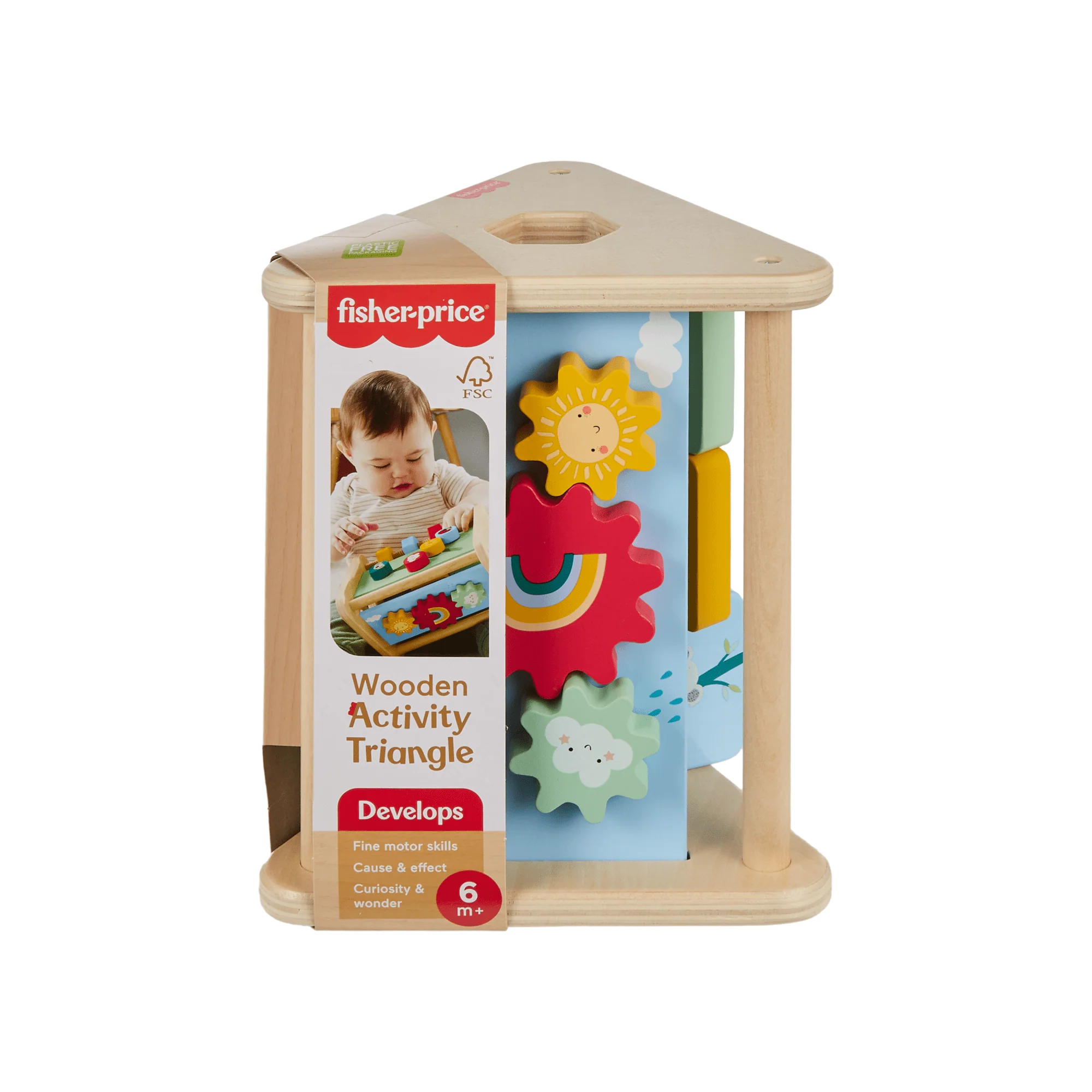 Fisher-Price Wooden Activity Triangle, 2-Sided Fine Motor Toy For Baby, 1 Wood Piece - Image 6