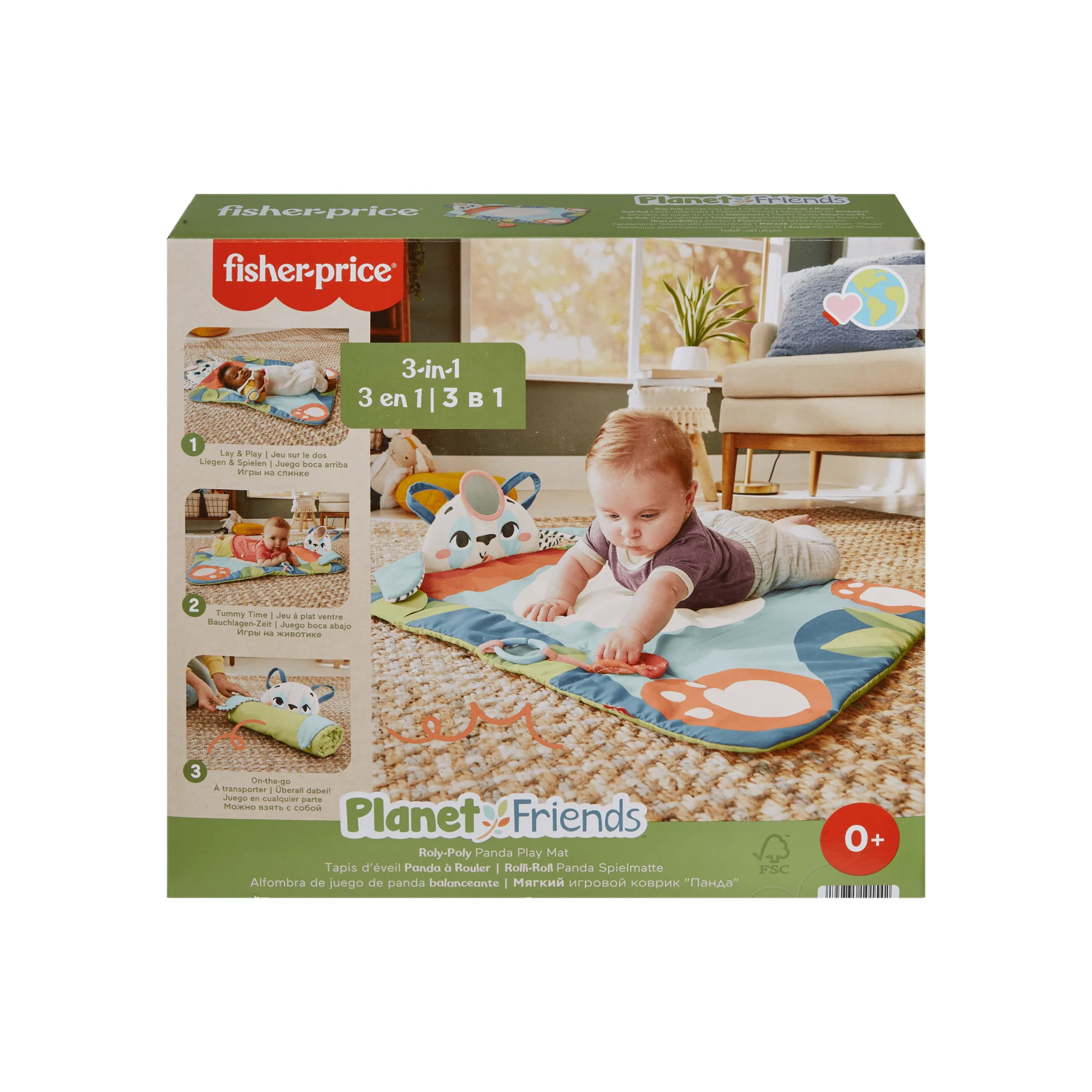 Fisher-Price Planet Friends Tapis D’Éveil Panda à Rouler, 2Jouets - Image 6