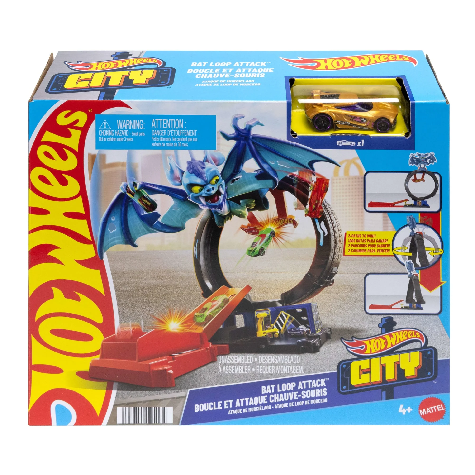 Hot Wheels City Bat Loop Attack Playset & 1:64 Scale Toy Car, Featured in The Series “Let's Race” - Image 6