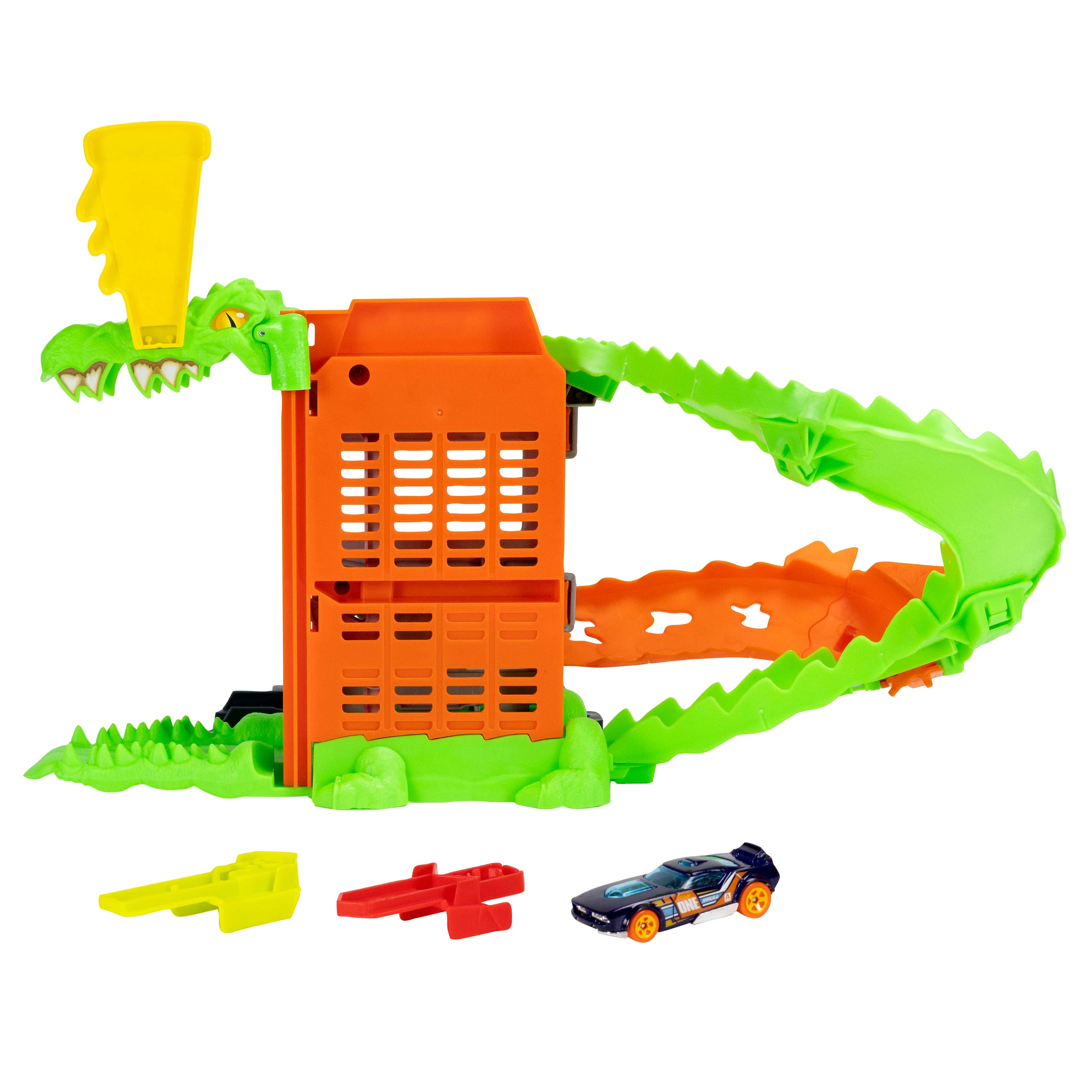 Hot Wheels City Croc Pizza Attack Playset & 1:64 Scale Toy Car, Speed Snap Track Compatible - Image 5