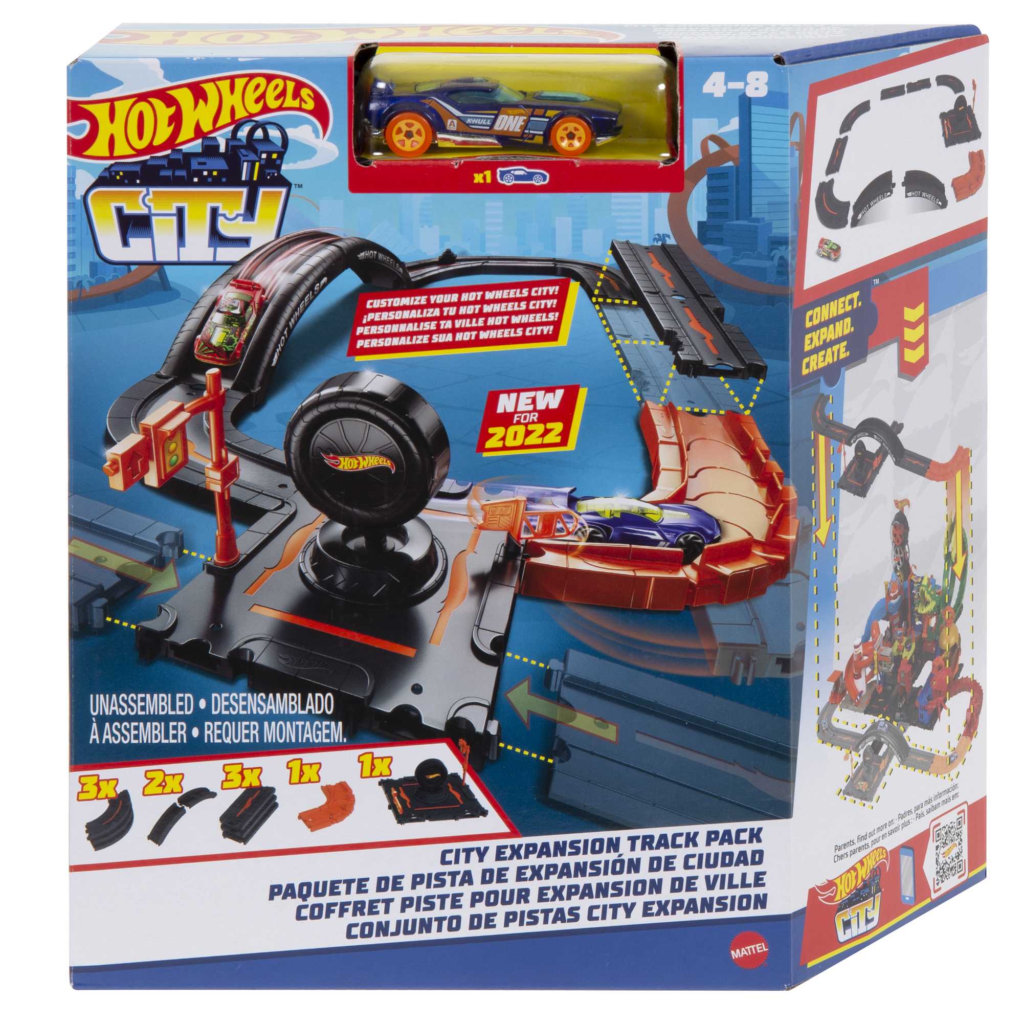 Hot Wheels City Track Pack, 10-Piece Set, With 1 Car, Gift For Kids 4 Years & Older - Image 6