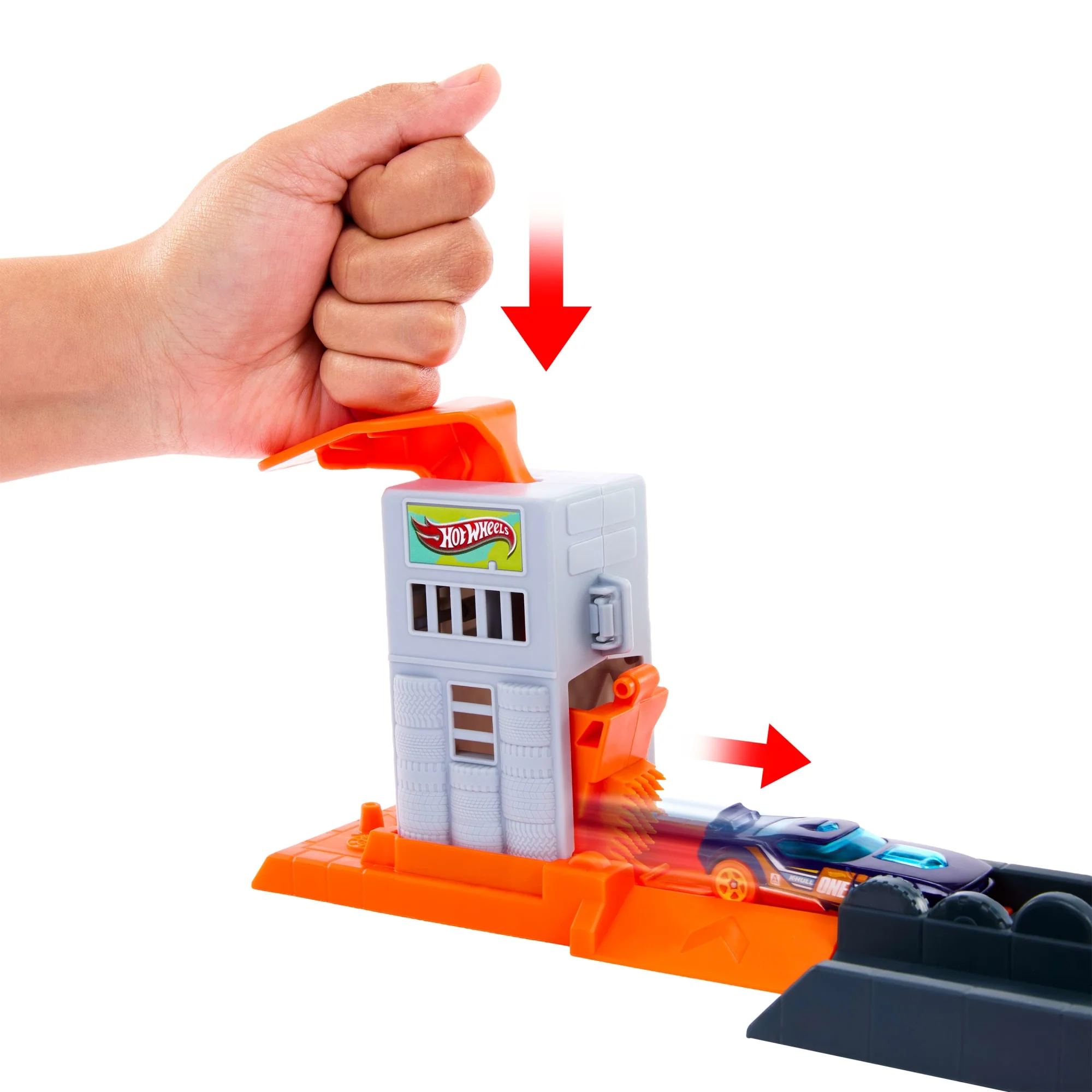 Hot Wheels City Gorilla Slam Attack Playset & Toy Car, Multiple Ways To Play, Speed Snap Track - Image 2