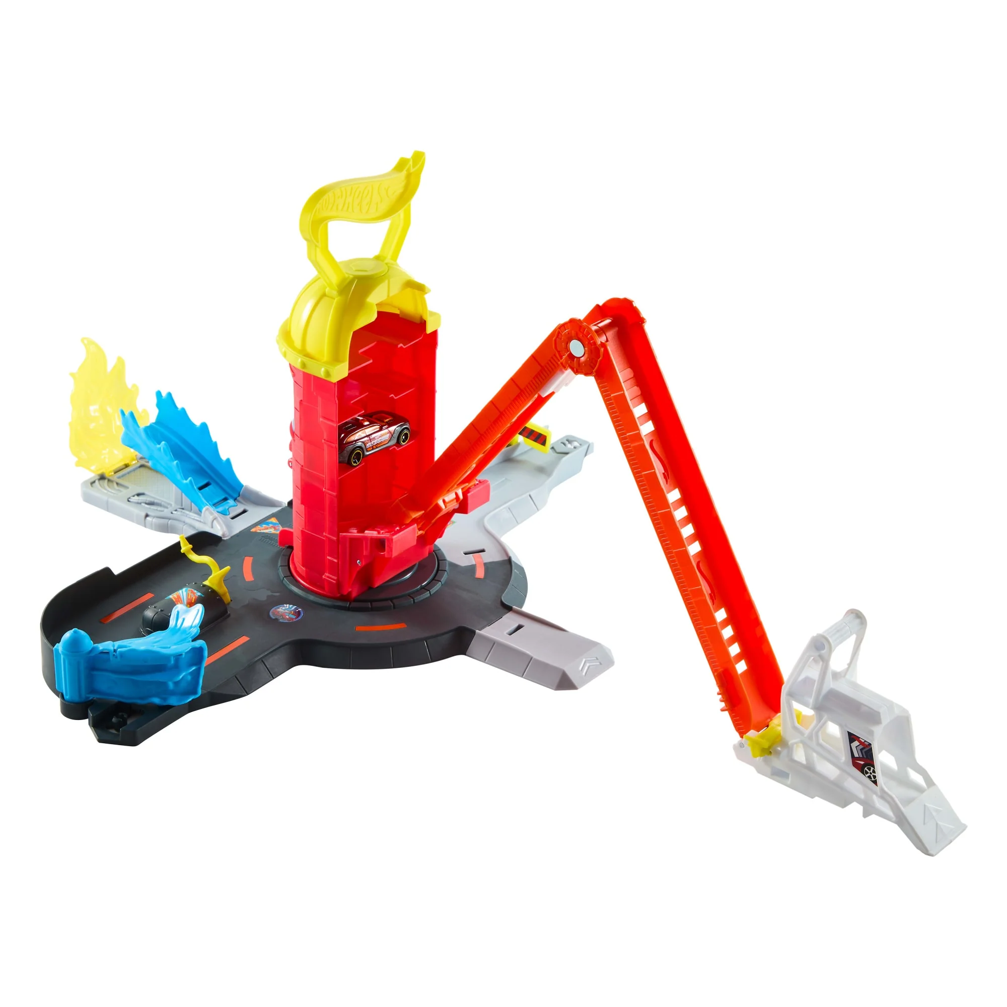 Hot Wheels City Super Fire Station Rescue Playset & 1:64 Scale Toy Car, Track Extends 16” - Image 5