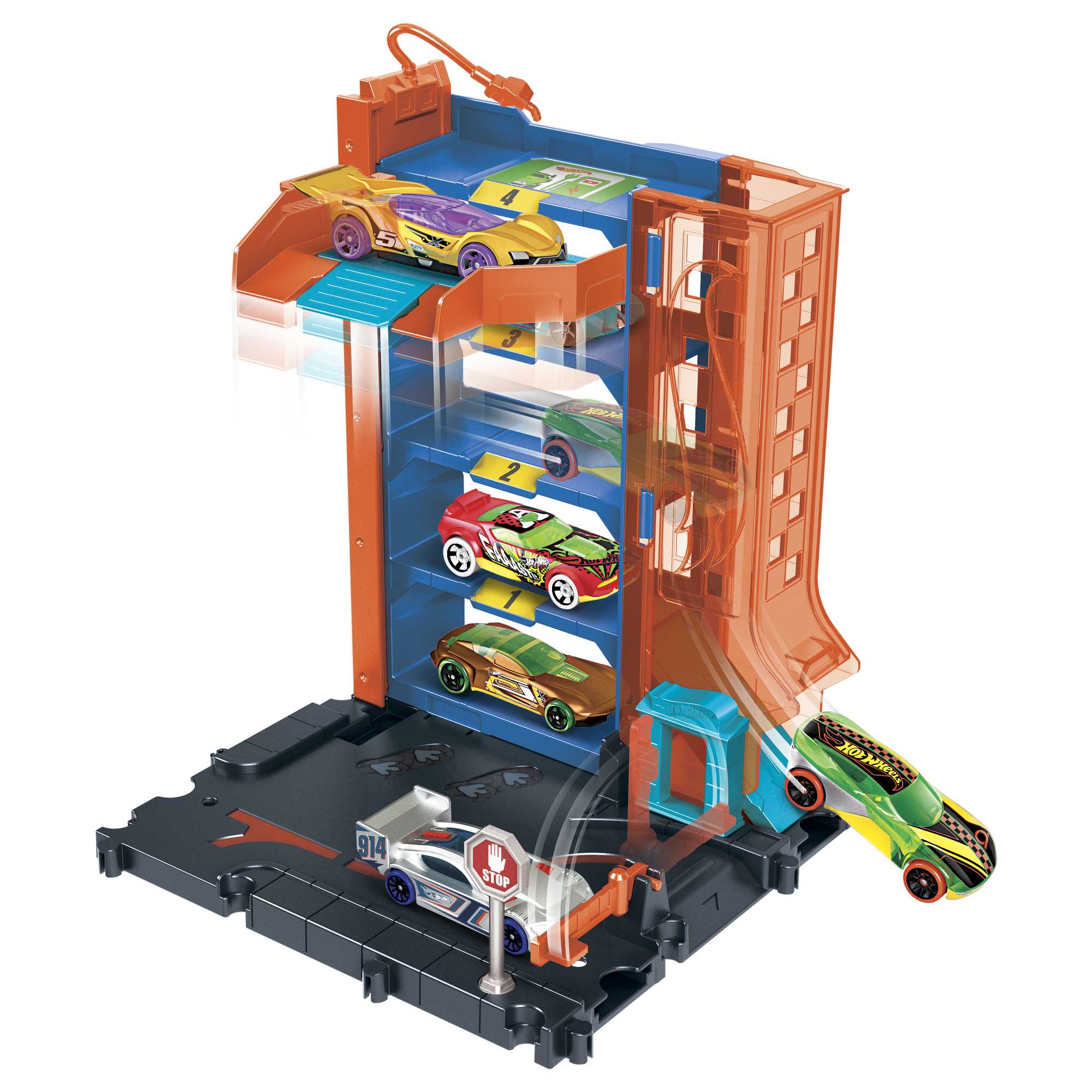 Hot Wheels City Vehiculo de juguete Pistas sorpresa Downtown