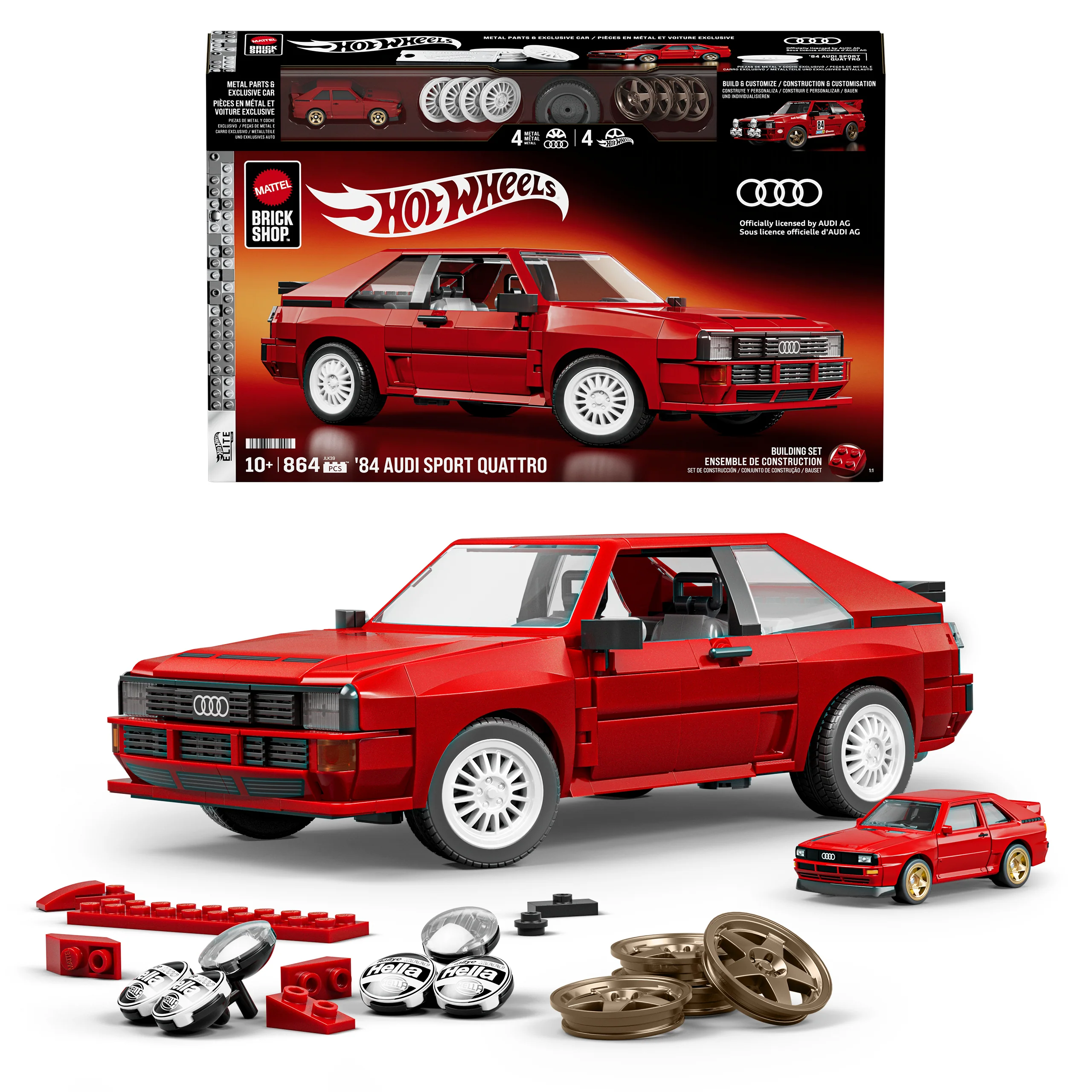 Hot Wheels-Coffret de Construction Audi Sport Quattro-864 Pièces