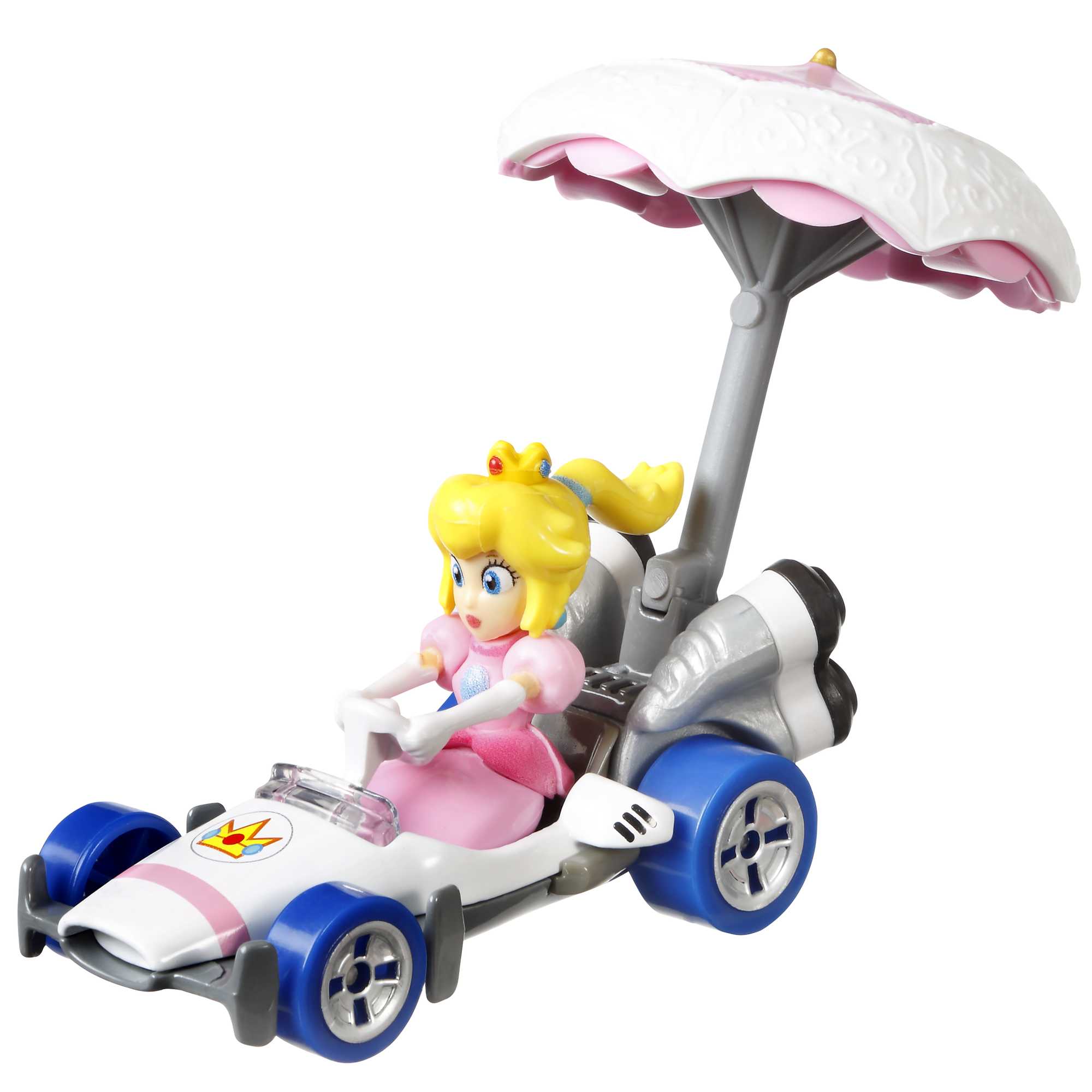 Hot Wheels Mario Kart Vehículo de Juguete Princesa Peach B-Dasher con Peach Parasol - Image 2