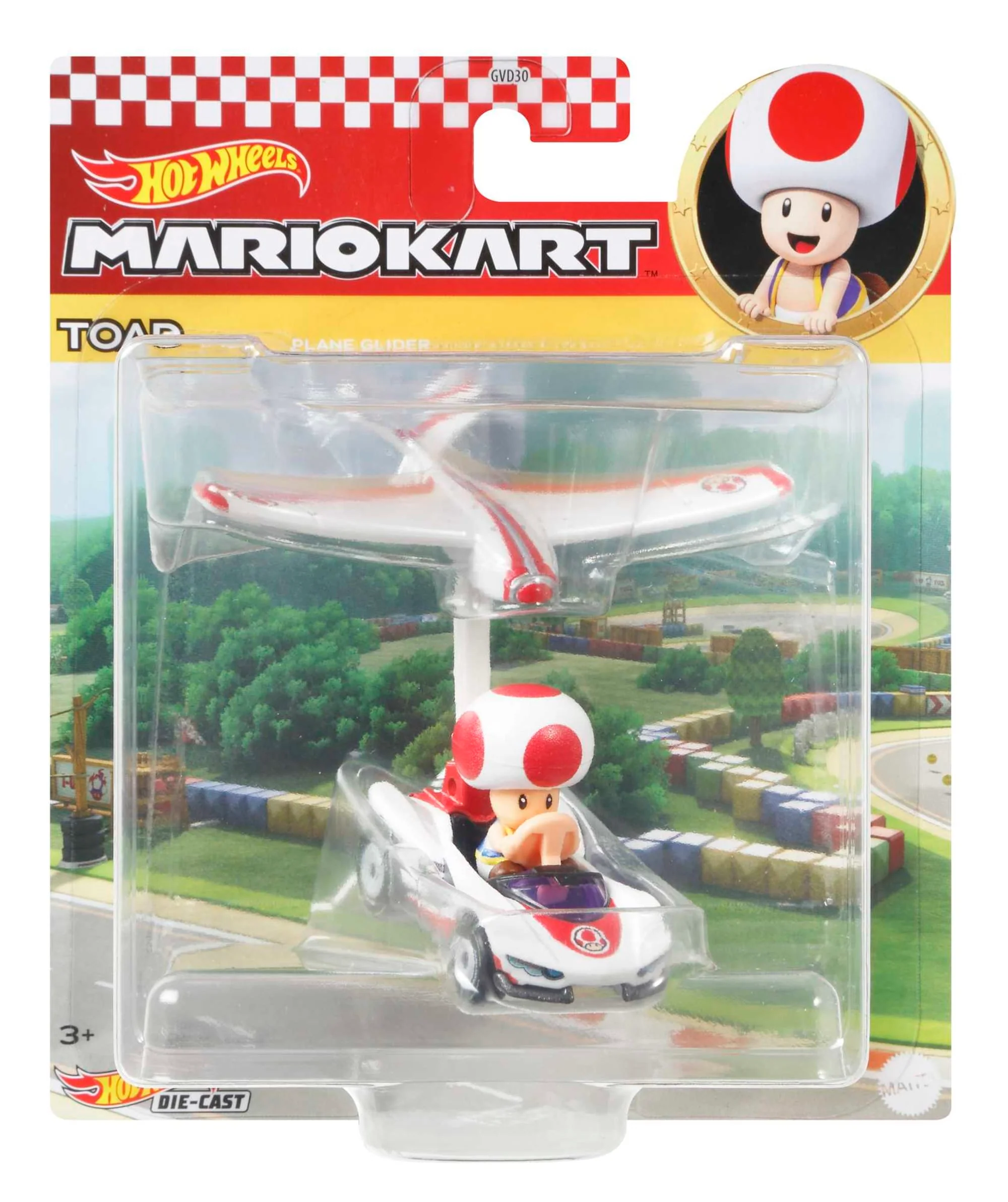 Hot Wheels Mario Kart Vehículo de Juguete Toad P-Wing con Plane Glider - Image 4
