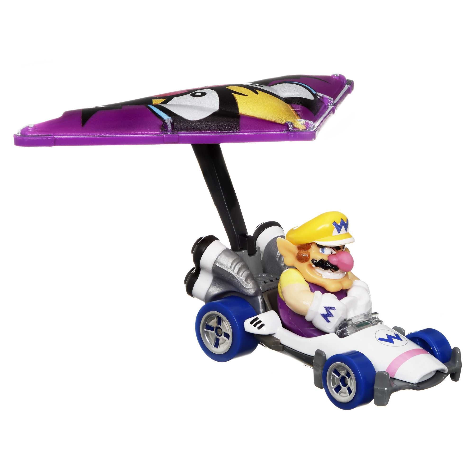 Hot Wheels Mario Kart Vehículo de Juguete Waluigi B-Dasher con Wario Wing - Image 3