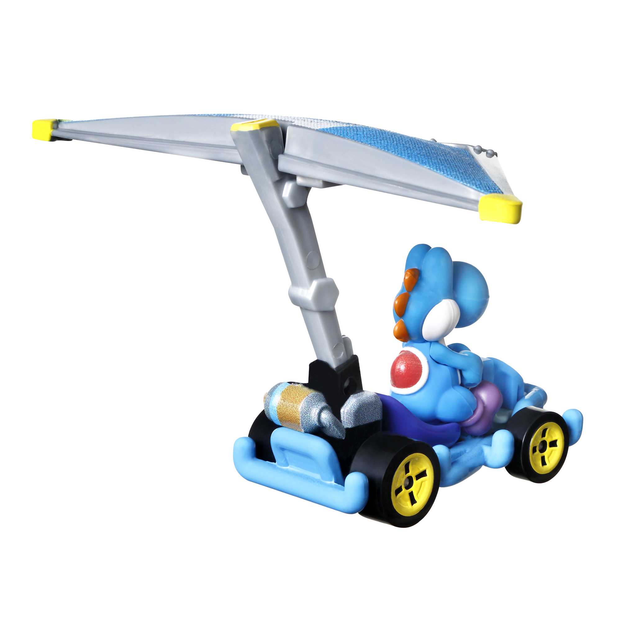 Hot Wheels Mario Kart Vehículo de Juguete Yoshi Azul Claro Pipe Frame con Super Glider - Image 4