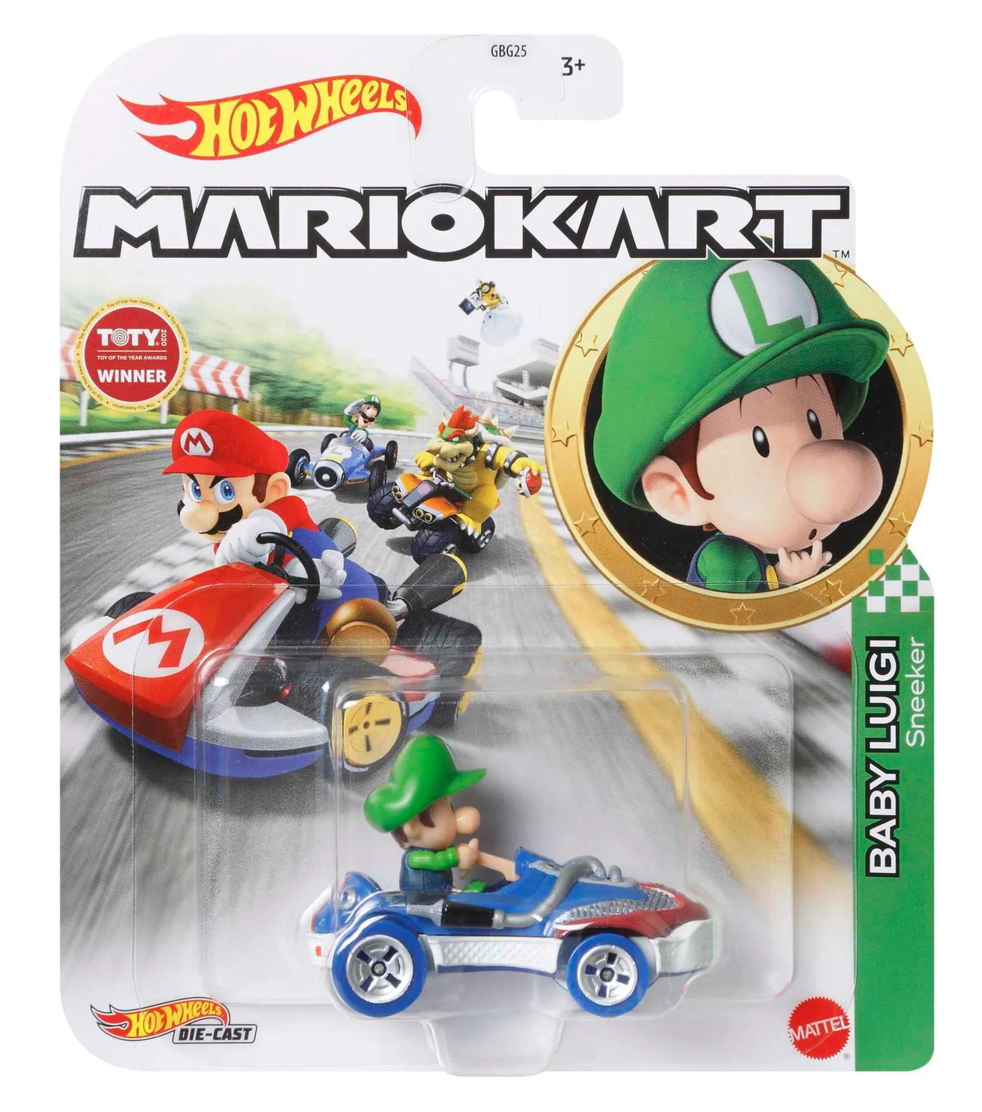Hot Wheels Mario Kart Veículo de Brinquedo Baby Luigi Sneeker - Image 5