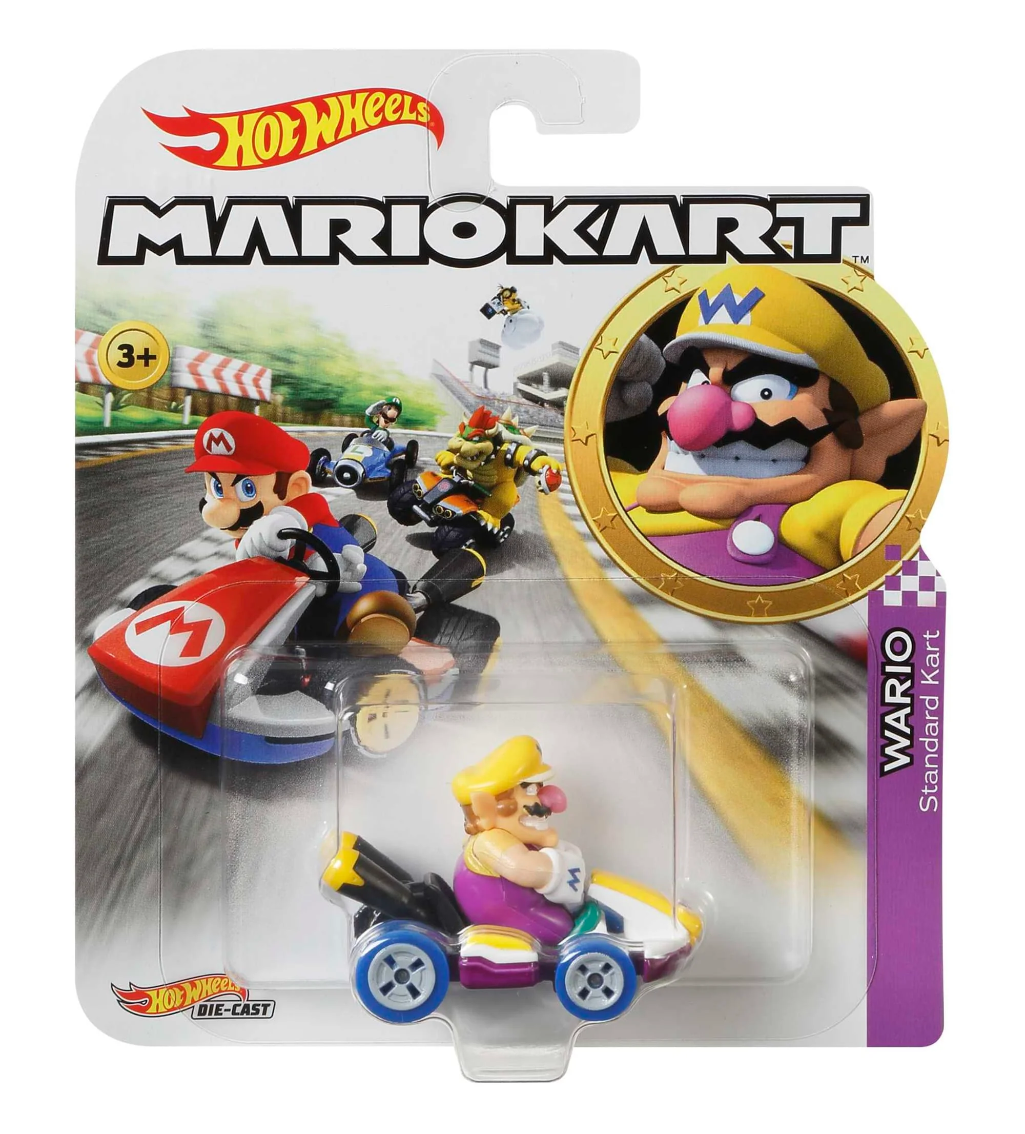 Hot Wheels Mario Kart Veículo de Brinquedo Kart Padrão Wario - Image 6