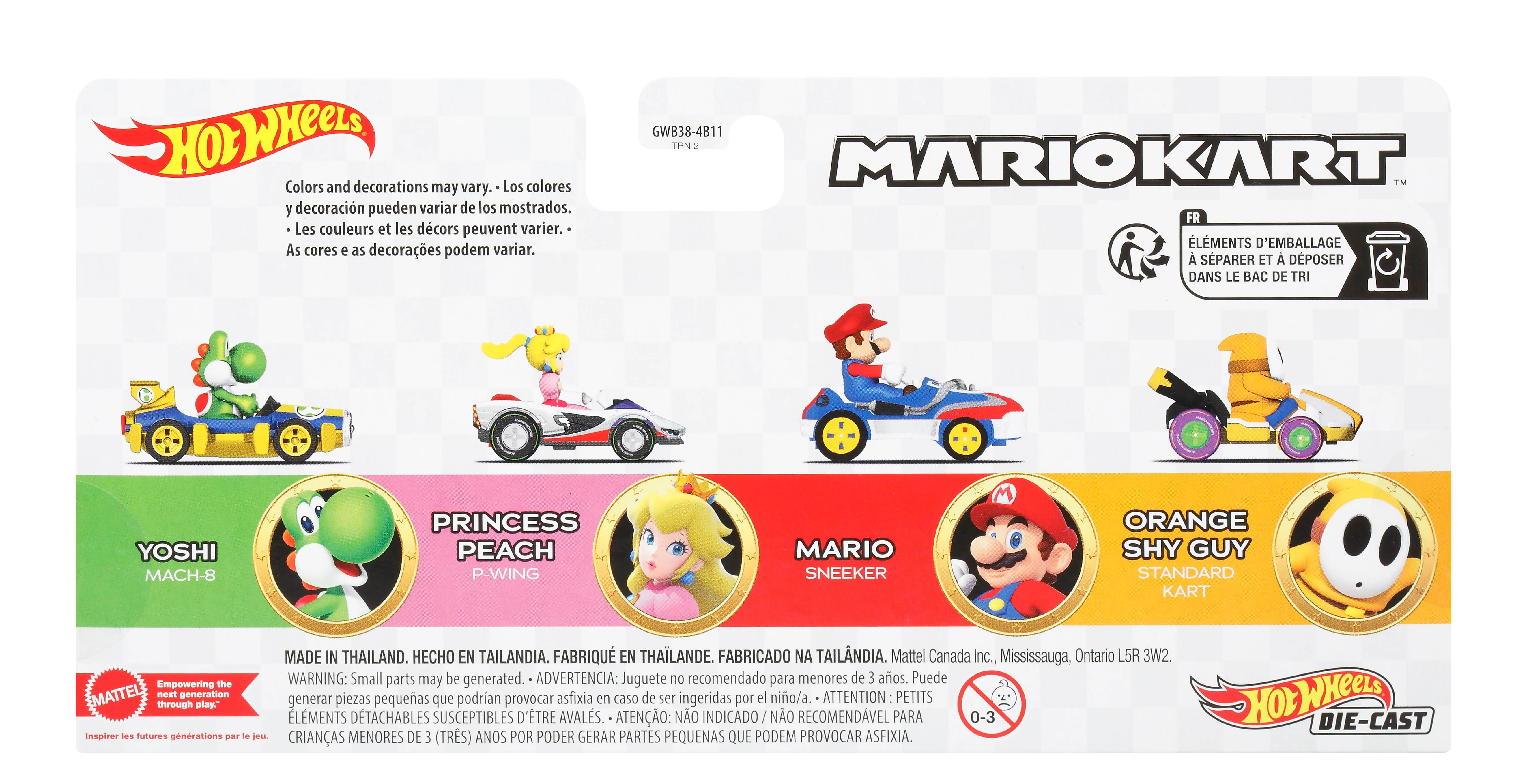 Hot Wheels Mario Kart Veículo de Brinquedo Pacote surpresa com 4 carros - Image 6