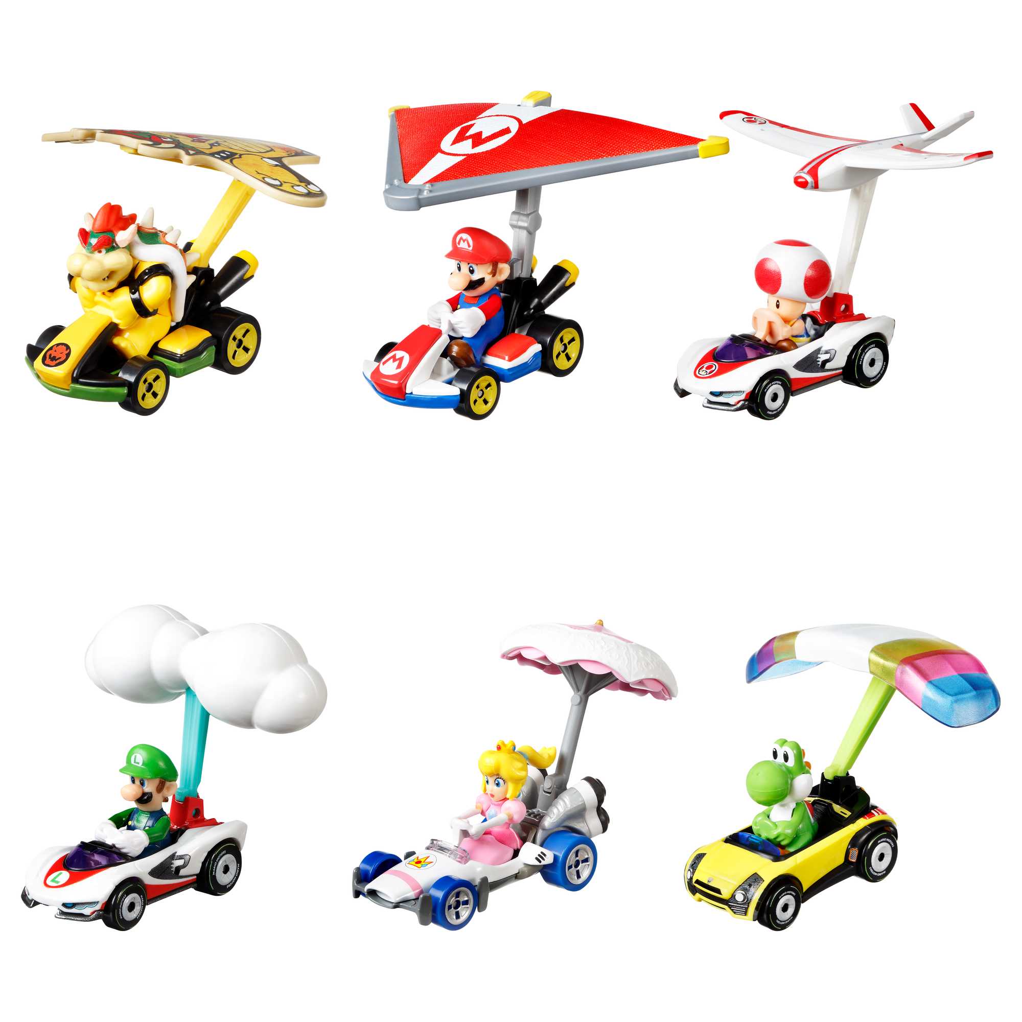 Hot Wheels Mario Kart Veículo de Brinquedo Toad P-Wing com Plane Glider - Image 5