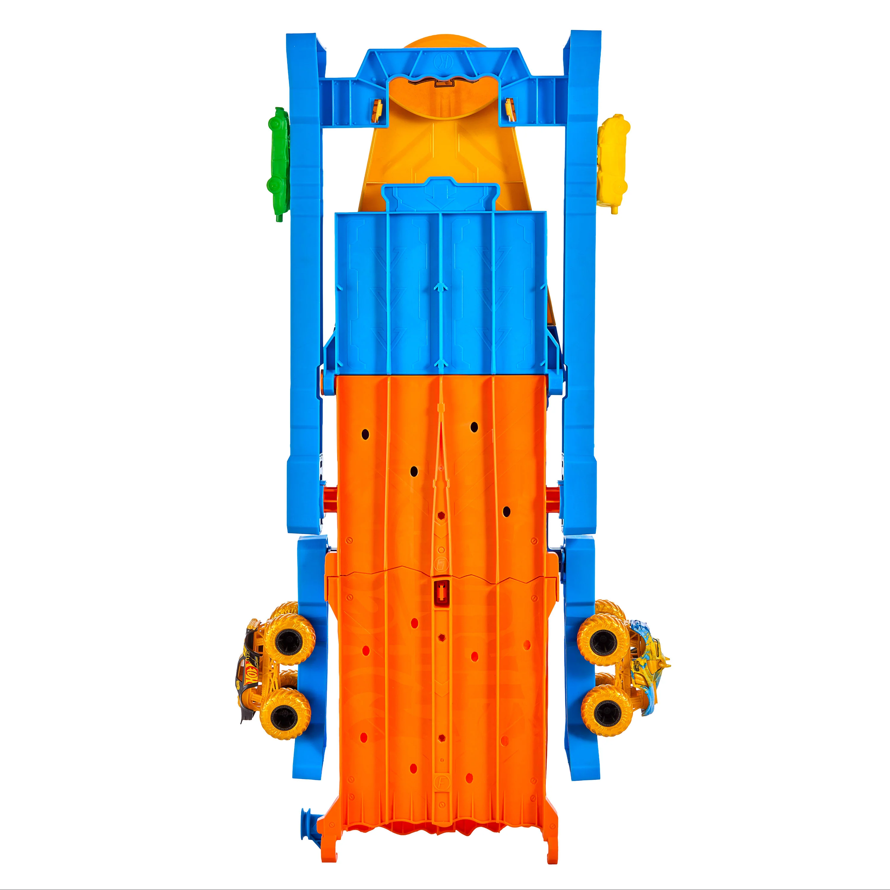 Hot Wheels Monster Trucks Dual Terrain Raceway, 4 Feet Long With 2 Toy Trucks & 2 Crushed Cars - Image 2