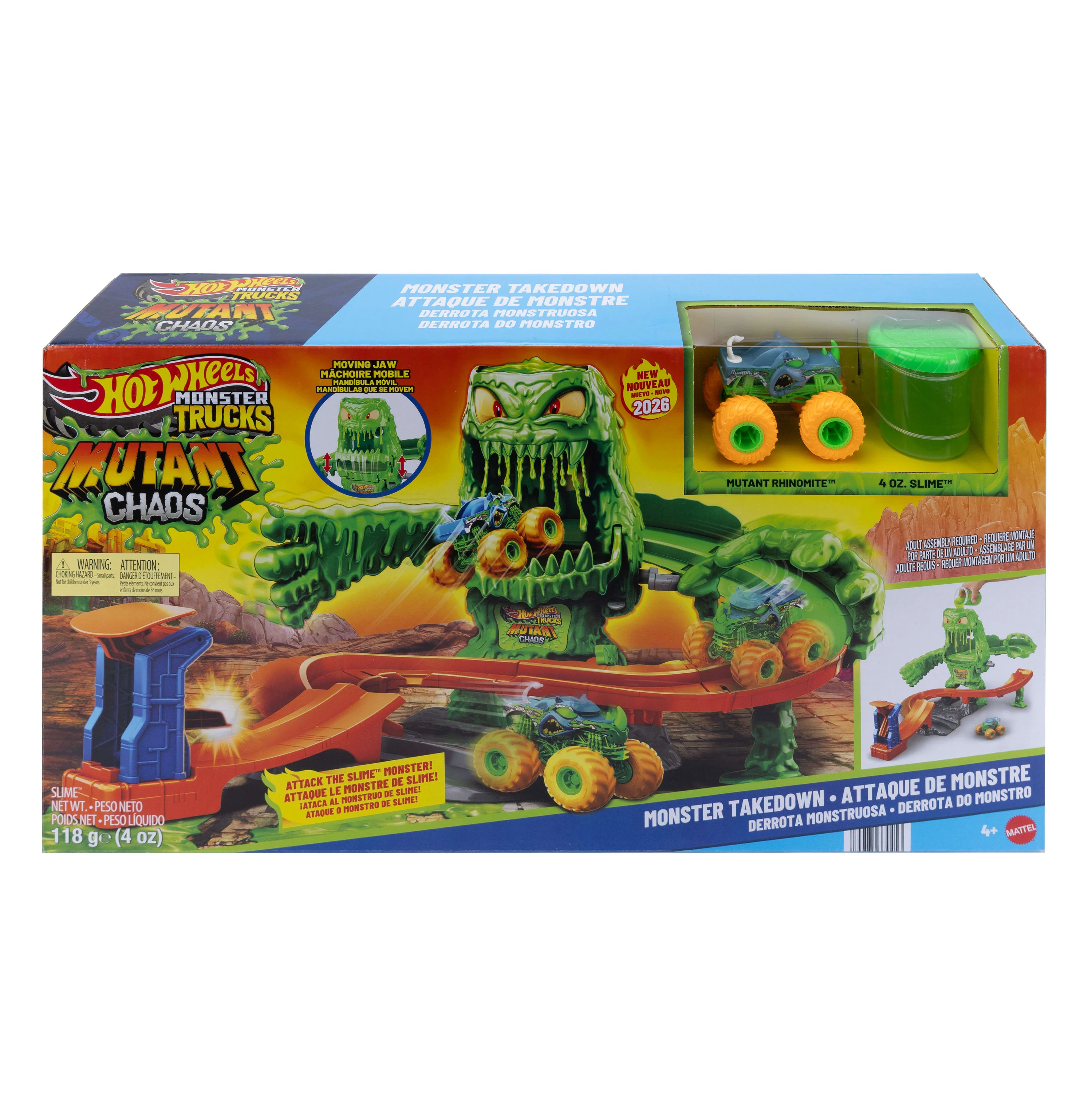 Hot Wheels Monster Trucks Mutant Monster Takedown Playset With Toy Truck & Slime - Image 6