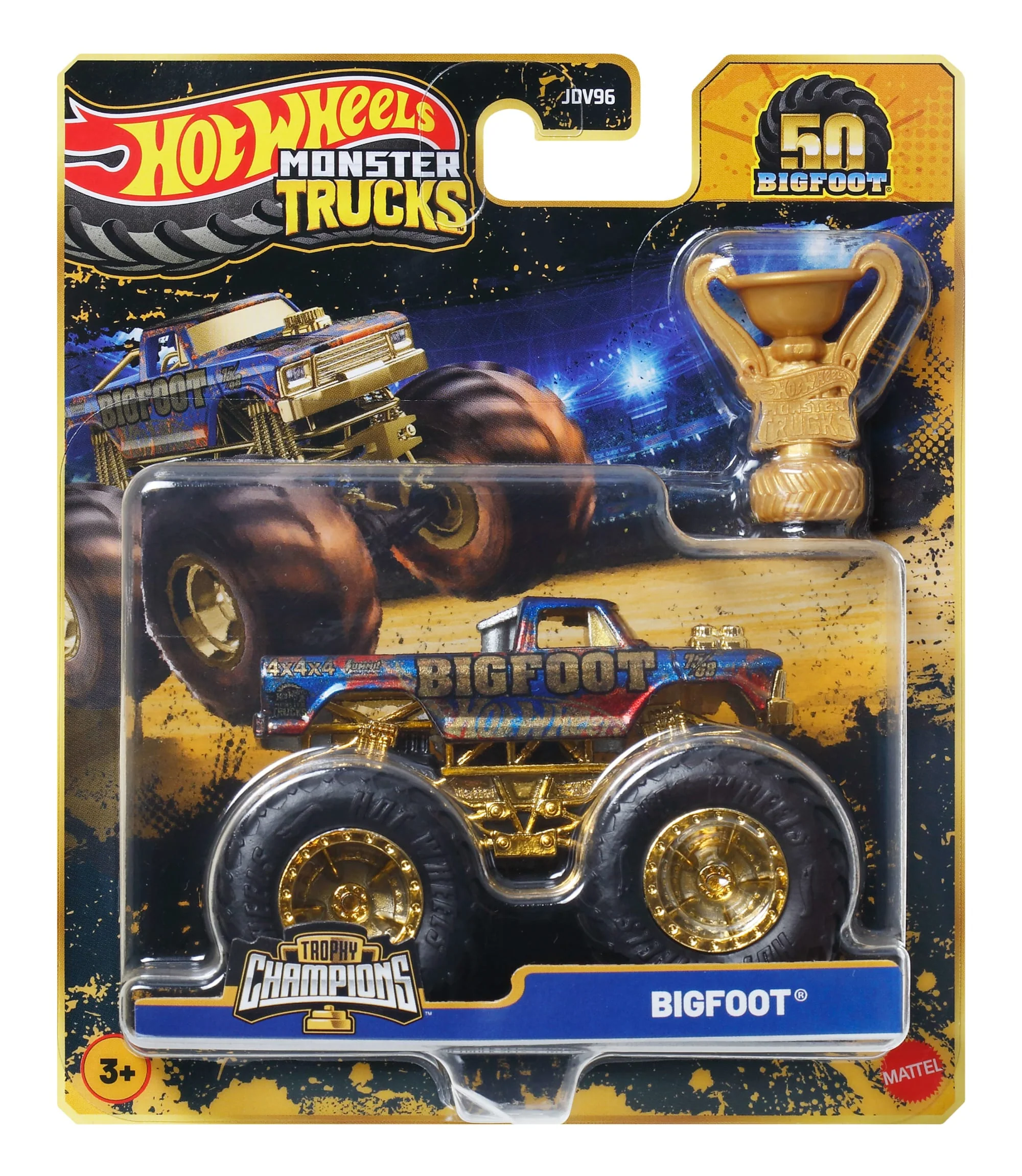 Hot Wheels Monster Trucks Trophy Champions Premium Die-Cast 1:64 Scale & Trophy - Image 4