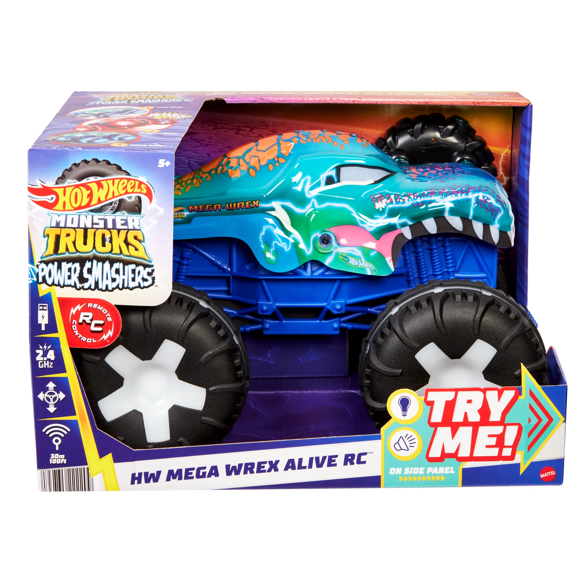 Hot Wheels Monster Trucks Vehículo a Control Remoto Mega Wrex Luces y Sonidos Escala 1:15 - Image 6
