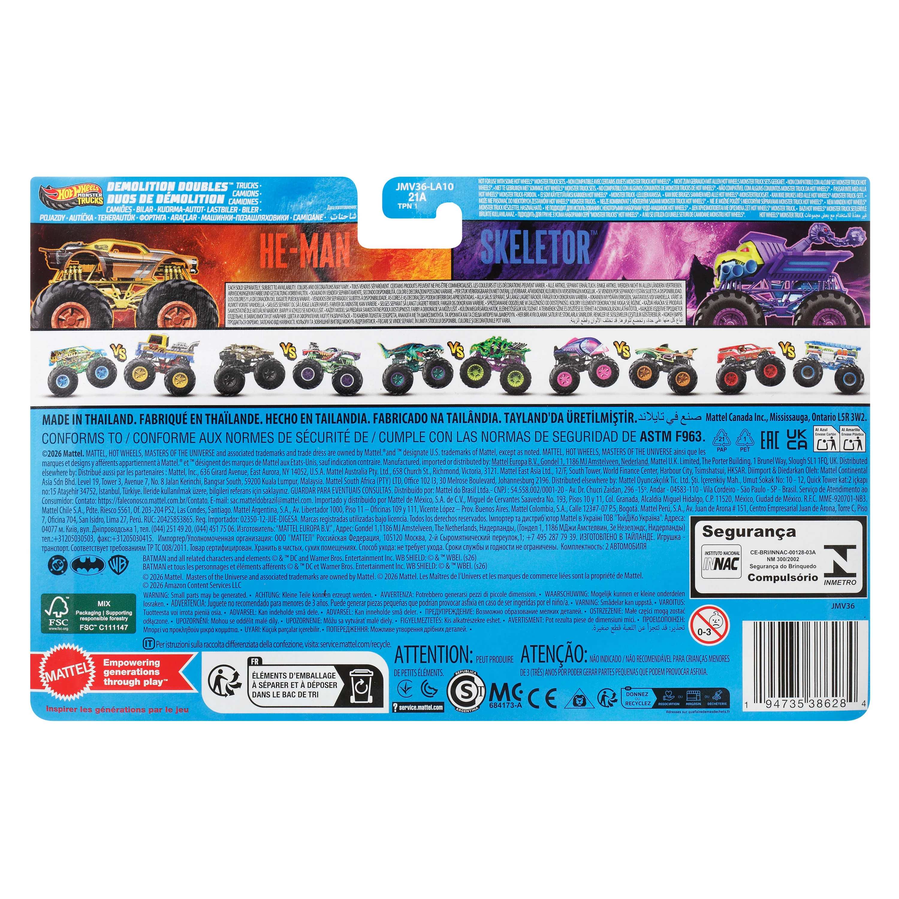 Hot Wheels Monster Trucks Veículo de Brinquedo Masters of the Universe Pacote com 2 autos - Image 2