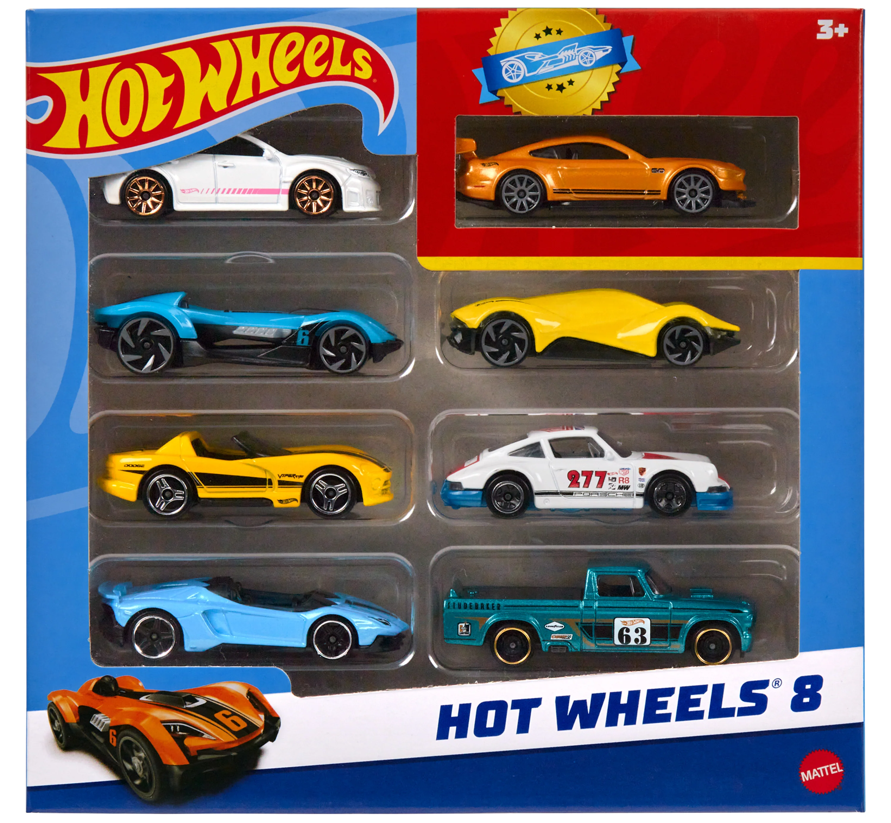 Hot Wheels Set Of 8 Basic Toy Cars & Trucks in 1:64 Scale Including 1 Exclusive Car, Styles May Vary - Image 4