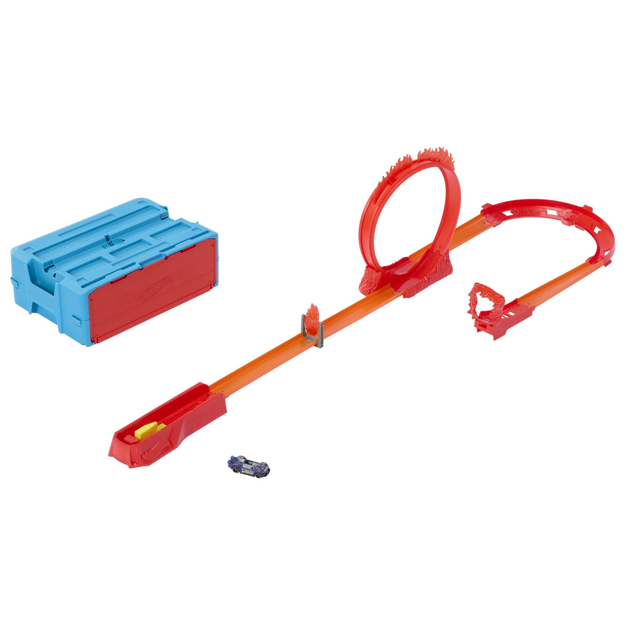 Hot Wheels Track Set And 1 Hot Wheels Car, Fire-Themed Track Building Set - Image 6