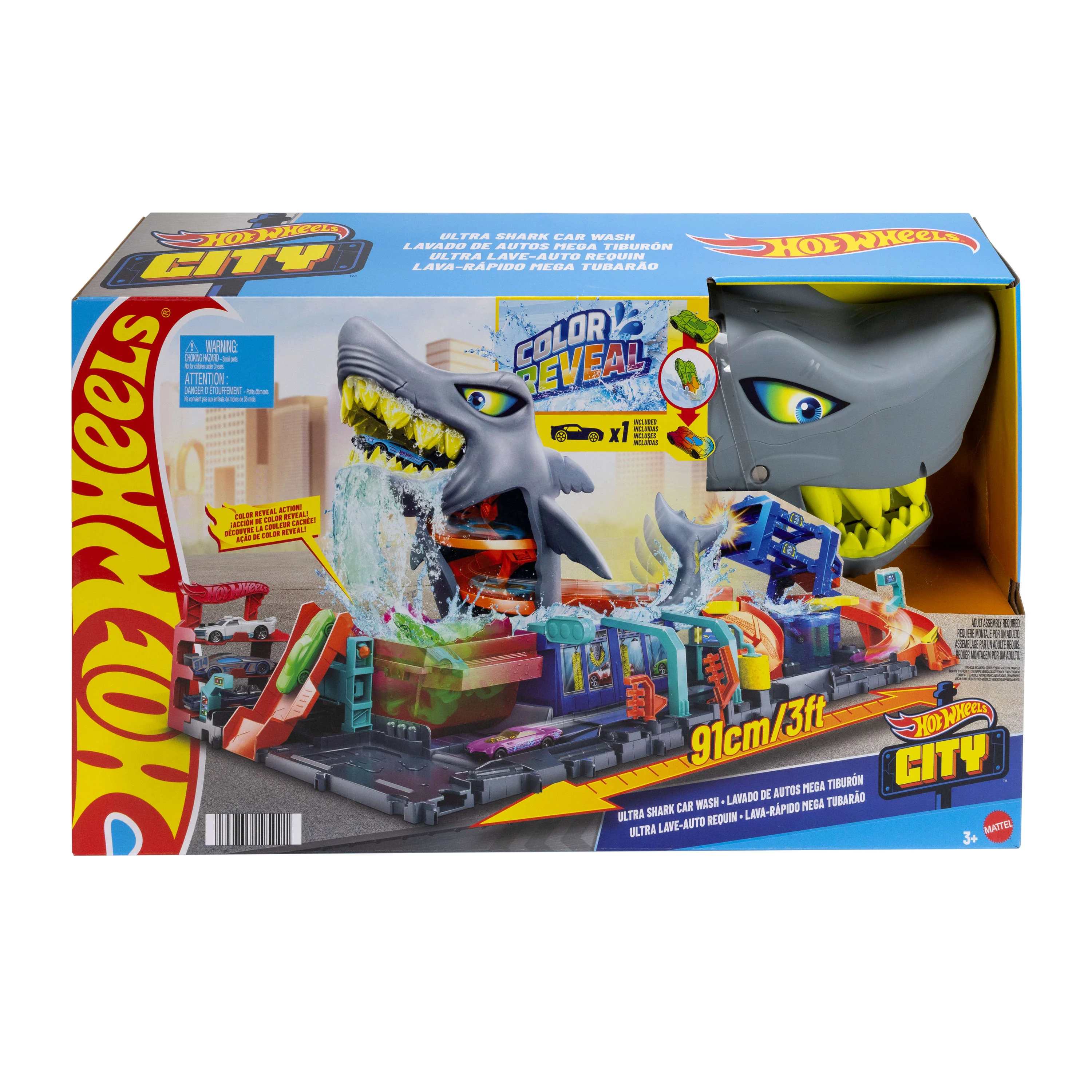 Hot Wheels City Ultra Shark Car Wash With Color Reveal Toy Car Featured in “Let's Race” - Image 2