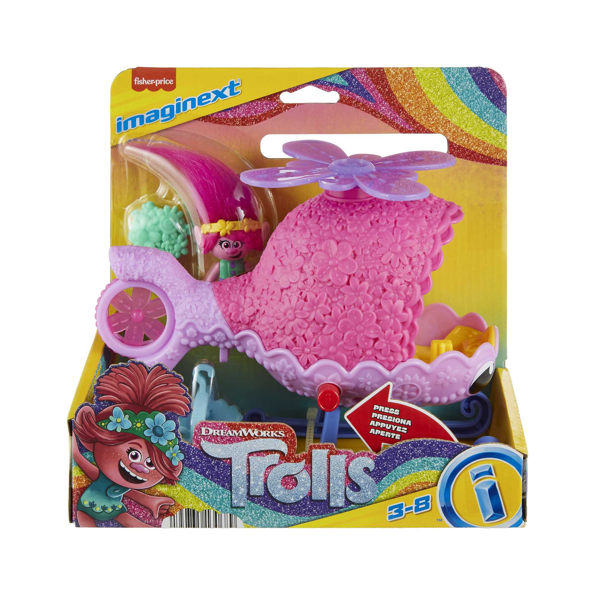 Imaginext Dreamworks Trolls L’Hélico de Poppy, Fig., Véh., 4 Élém. - Image 6