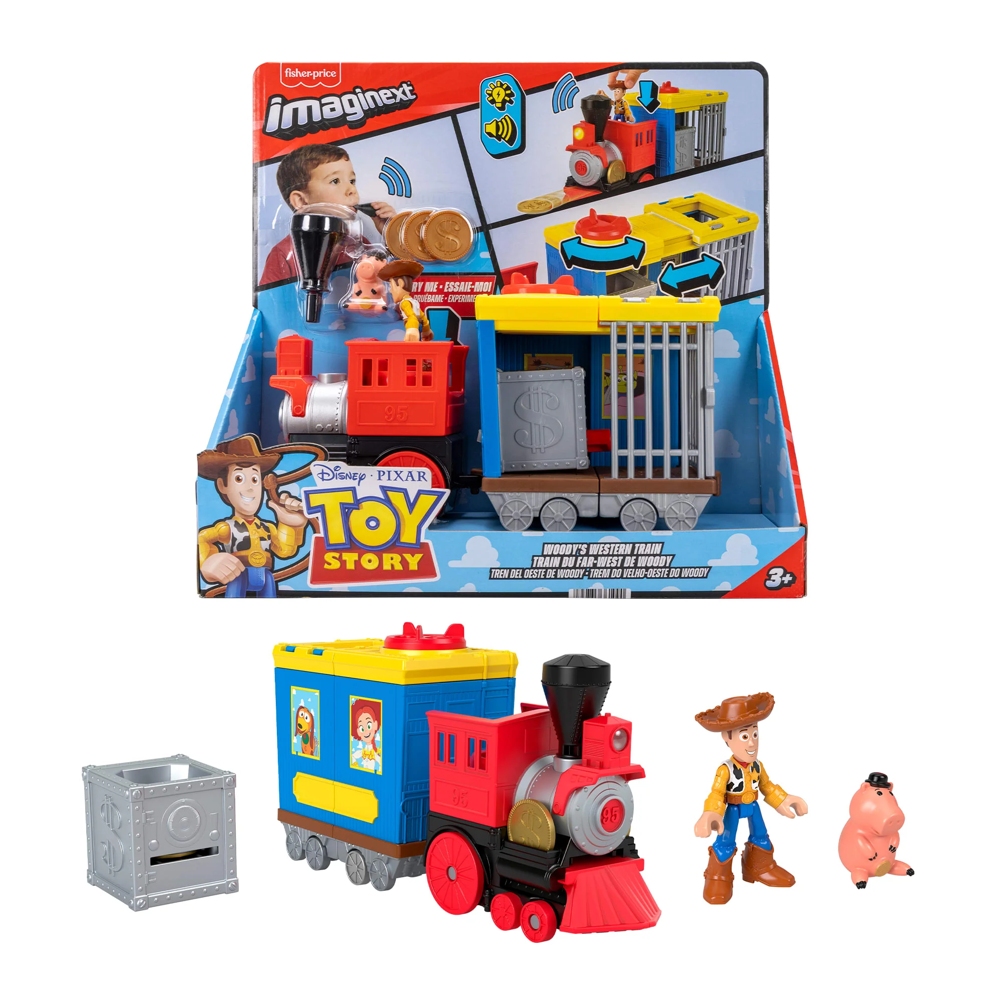 Imaginext Toy Story Woody's Round Up Train Toy Vehicle With Lights & Sounds, Figures